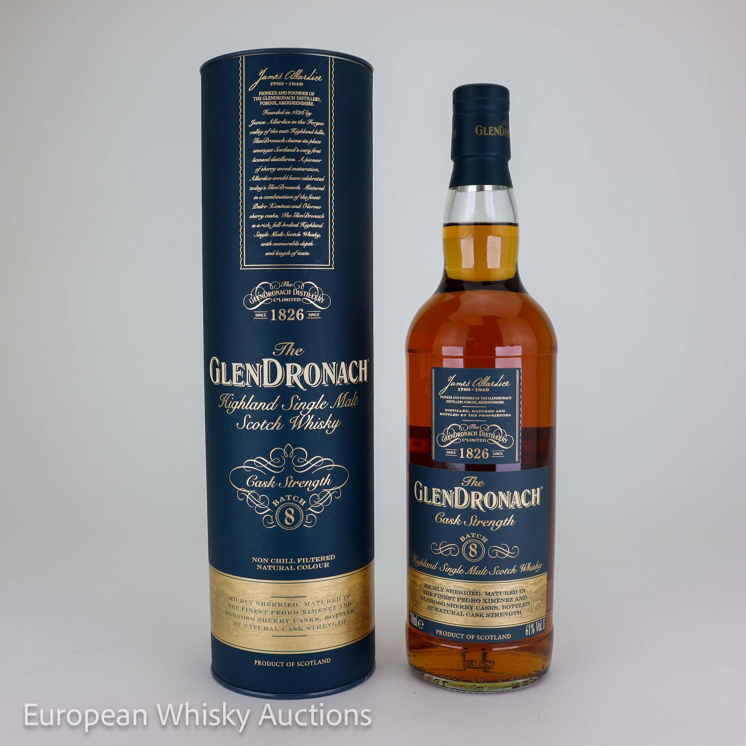 Glendronach Cask Strength 10 Year Old, Sherry Cask, Batch No. 8, 2019, 61% whisky bottle