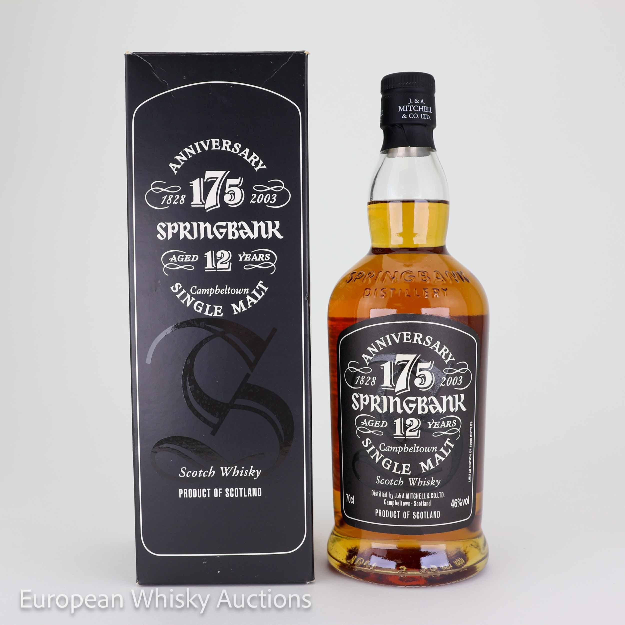 Springbank 175th Anniversary 12 Year Old, Bourbon & Sherry Cask, 2003, 46%, 70cl whisky bottle