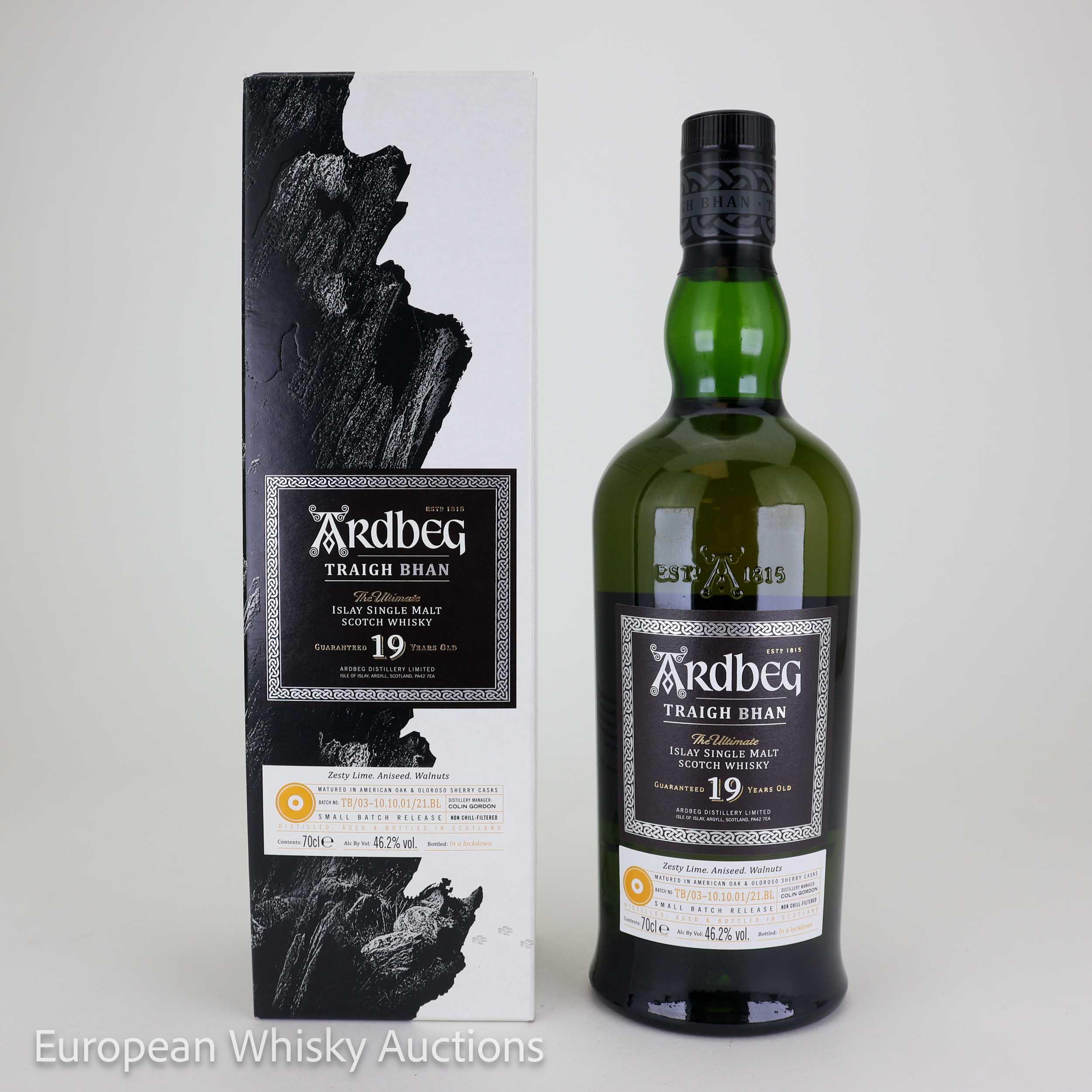 Ardbeg Traigh Bhan 19 Year Old, American Oak & Oloroso Sherry Cask, Batch No. 3, 2021, 46.2% whisky bottle