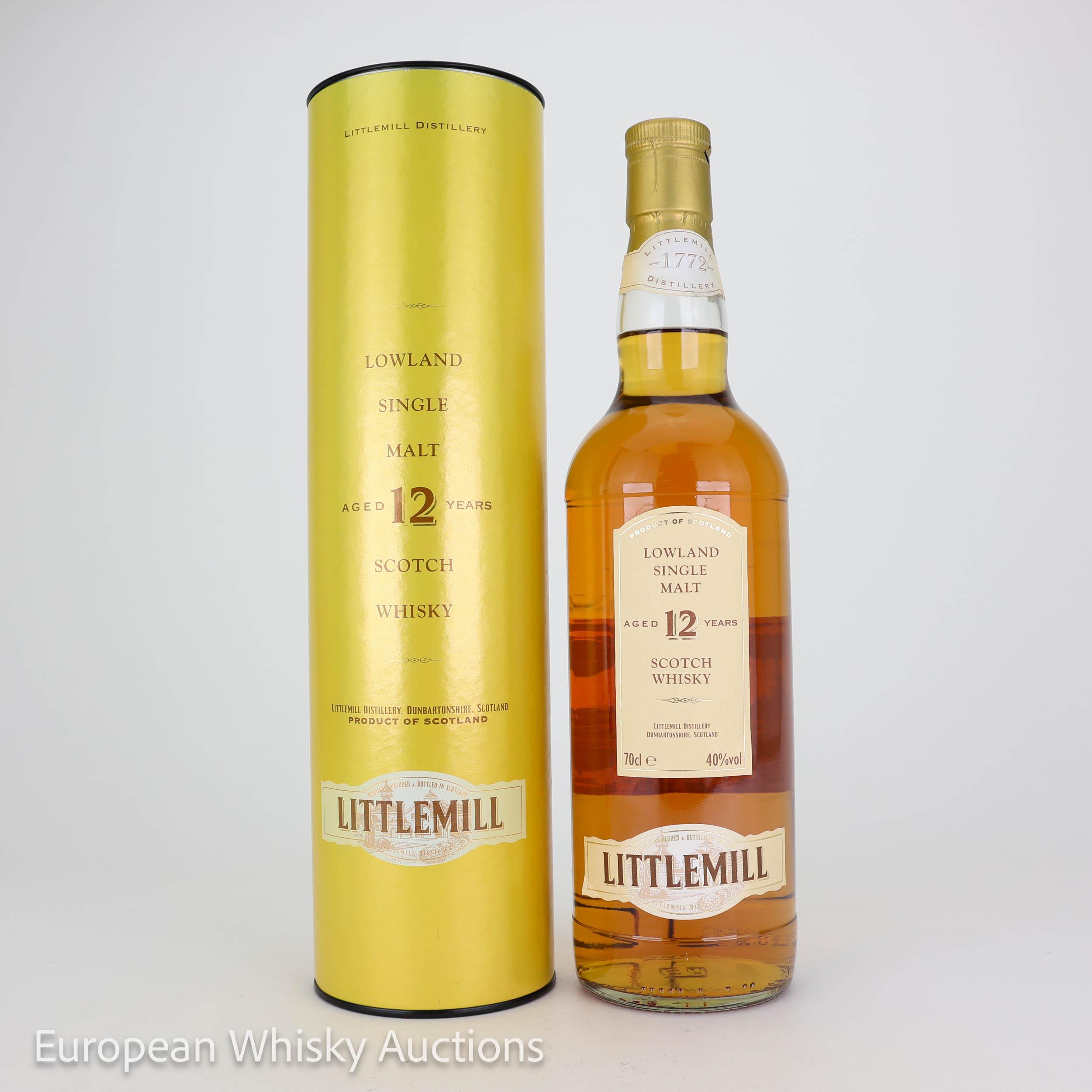 Littlemill 12 Year Old, 40% whisky bottle