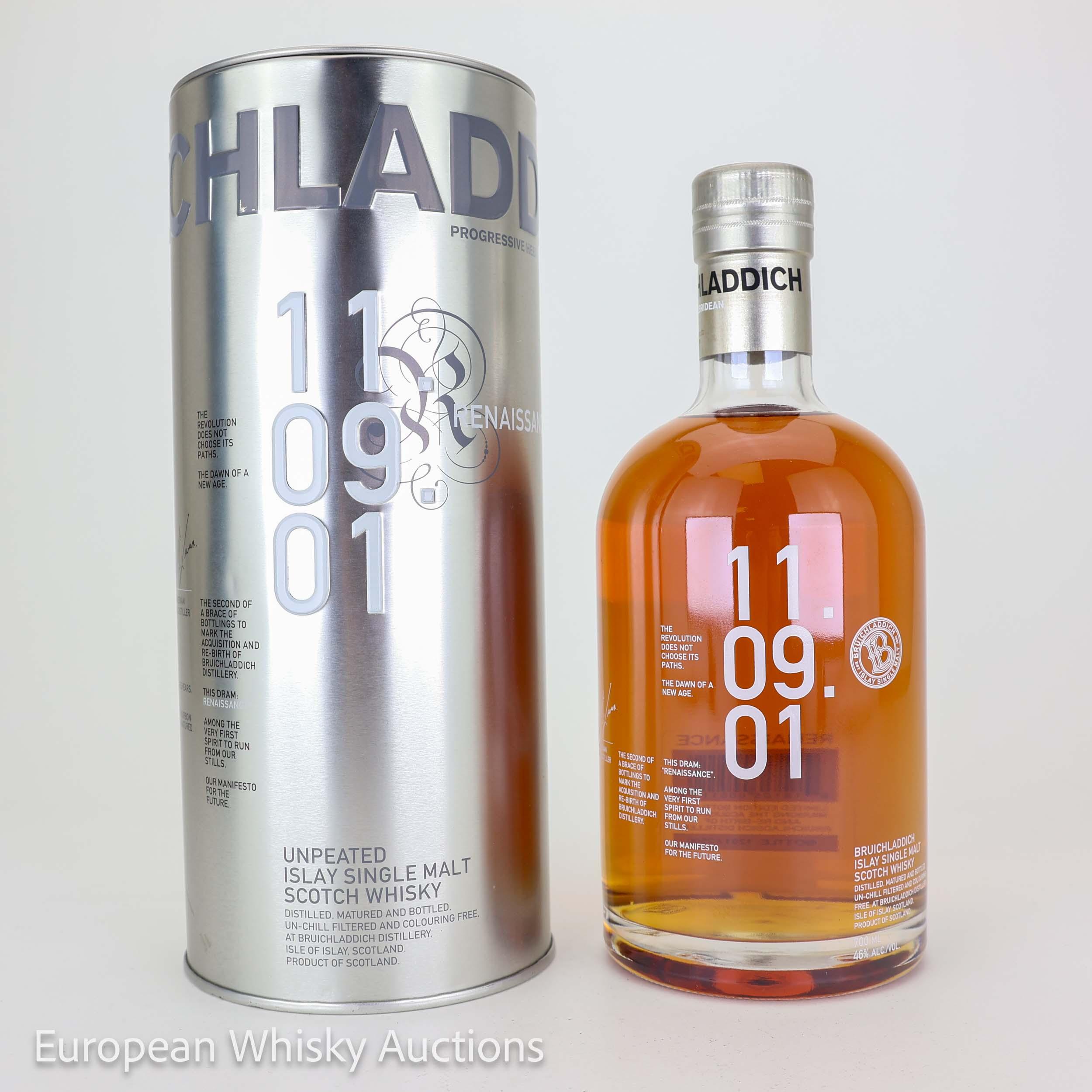 Bruichladdich Renaissance 9 Year Old, Bourbon Cask, 2011, 46% whisky bottle