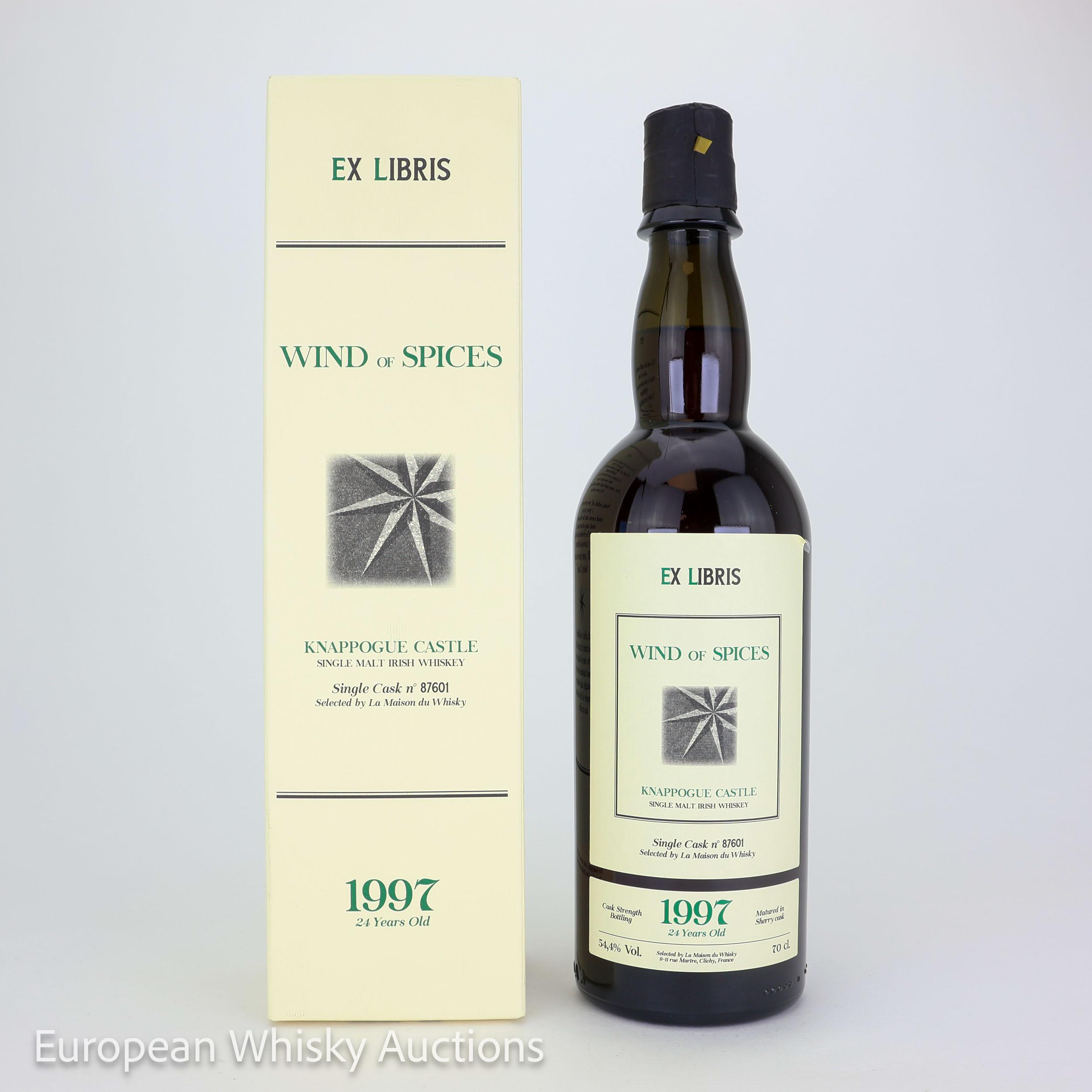 Knappogue Castle Ex Libris Wind of Spices 24 Year Old, Sherry Cask, Cask #87601, 1997, La Maison du Whisky, 54.4% whisky bottle