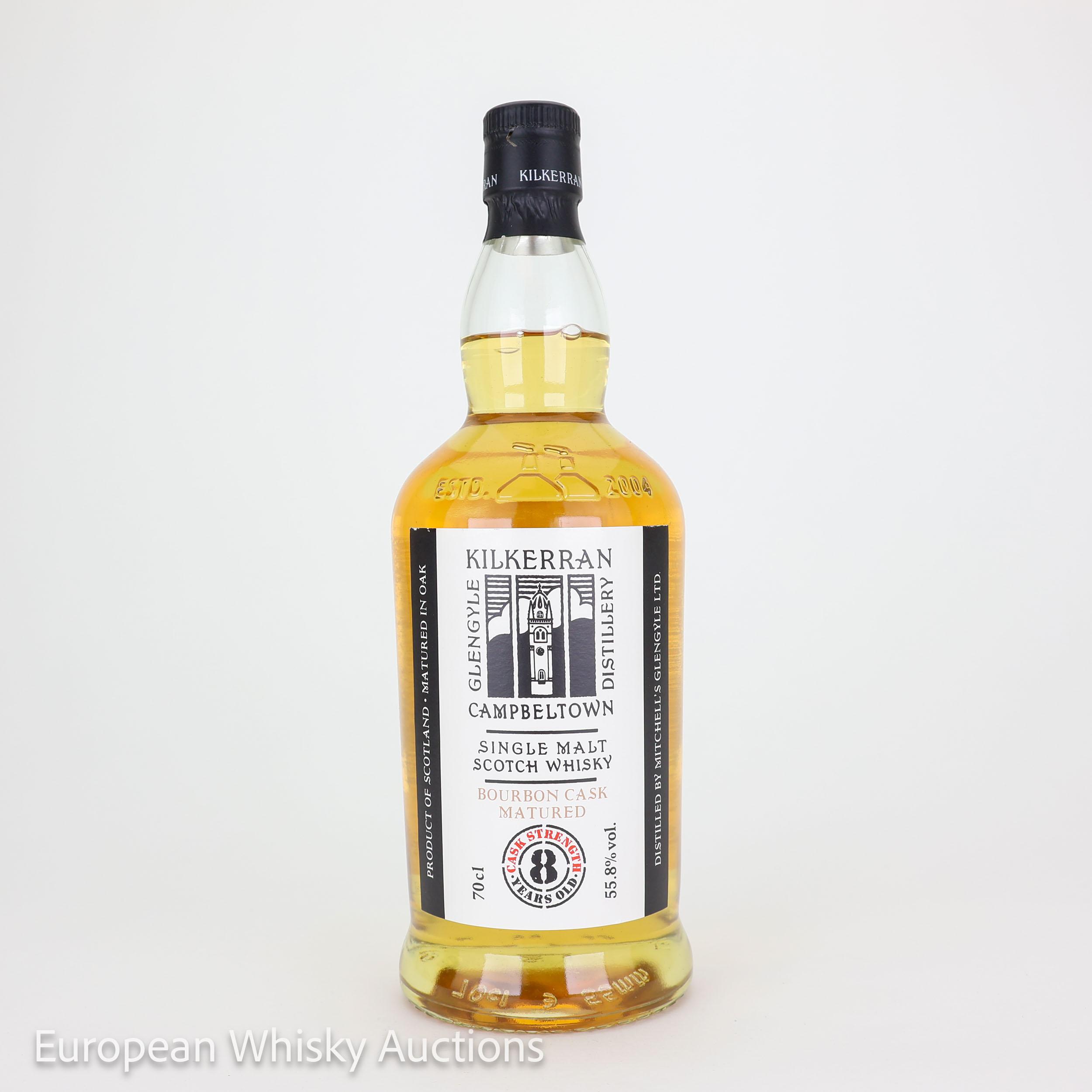 Kilkerran Cask Strength 8 Year Old, Bourbon Cask, Batch No. 8, 2022, 55.8% whisky bottle