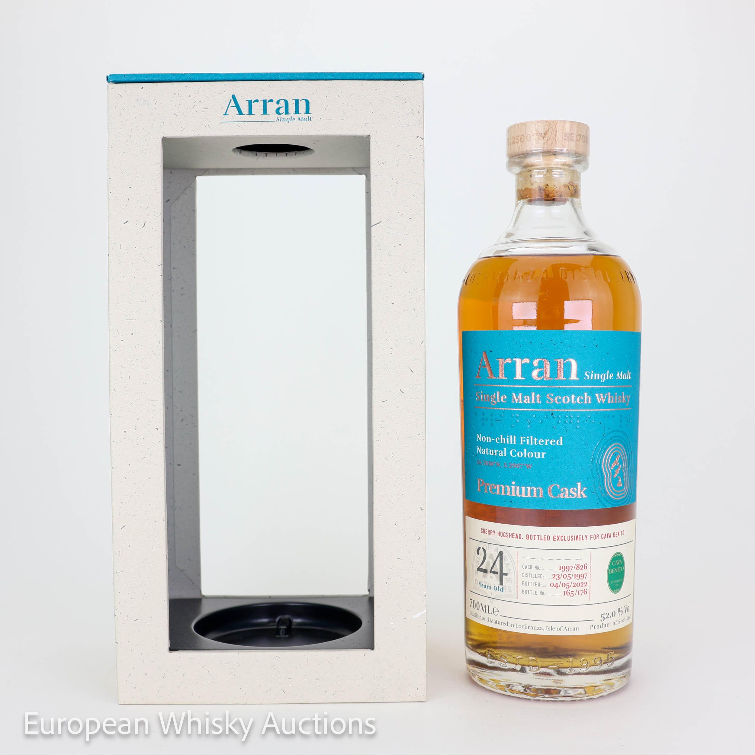 Arran Premium Cask 24 Year Old, Sherry Hogshead Cask, Cask #1997/826, 2022, 52% whisky bottle