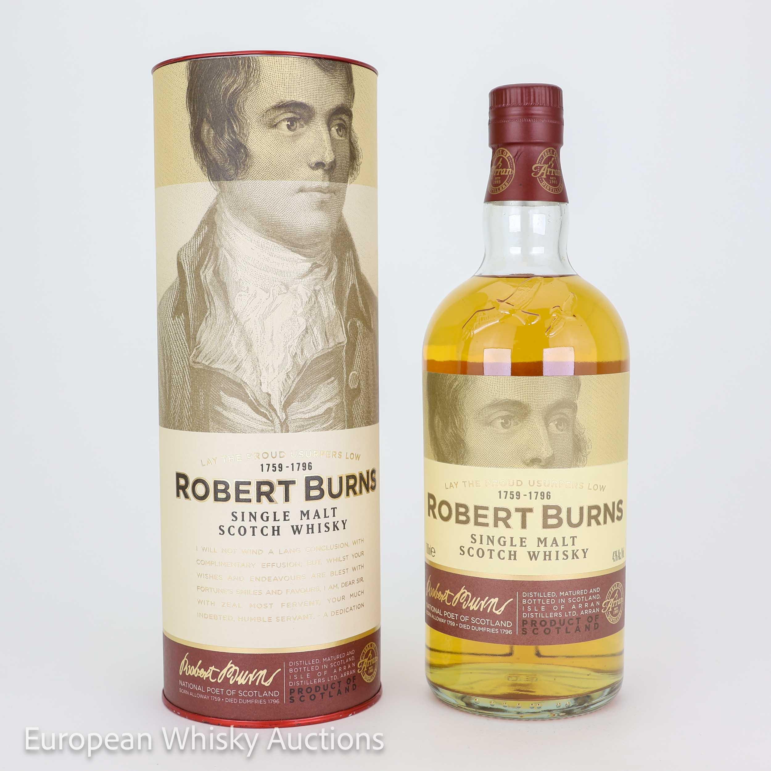 Arran Robert Burns Single Malt, Bourbon & Sherry Cask, 43% whisky bottle