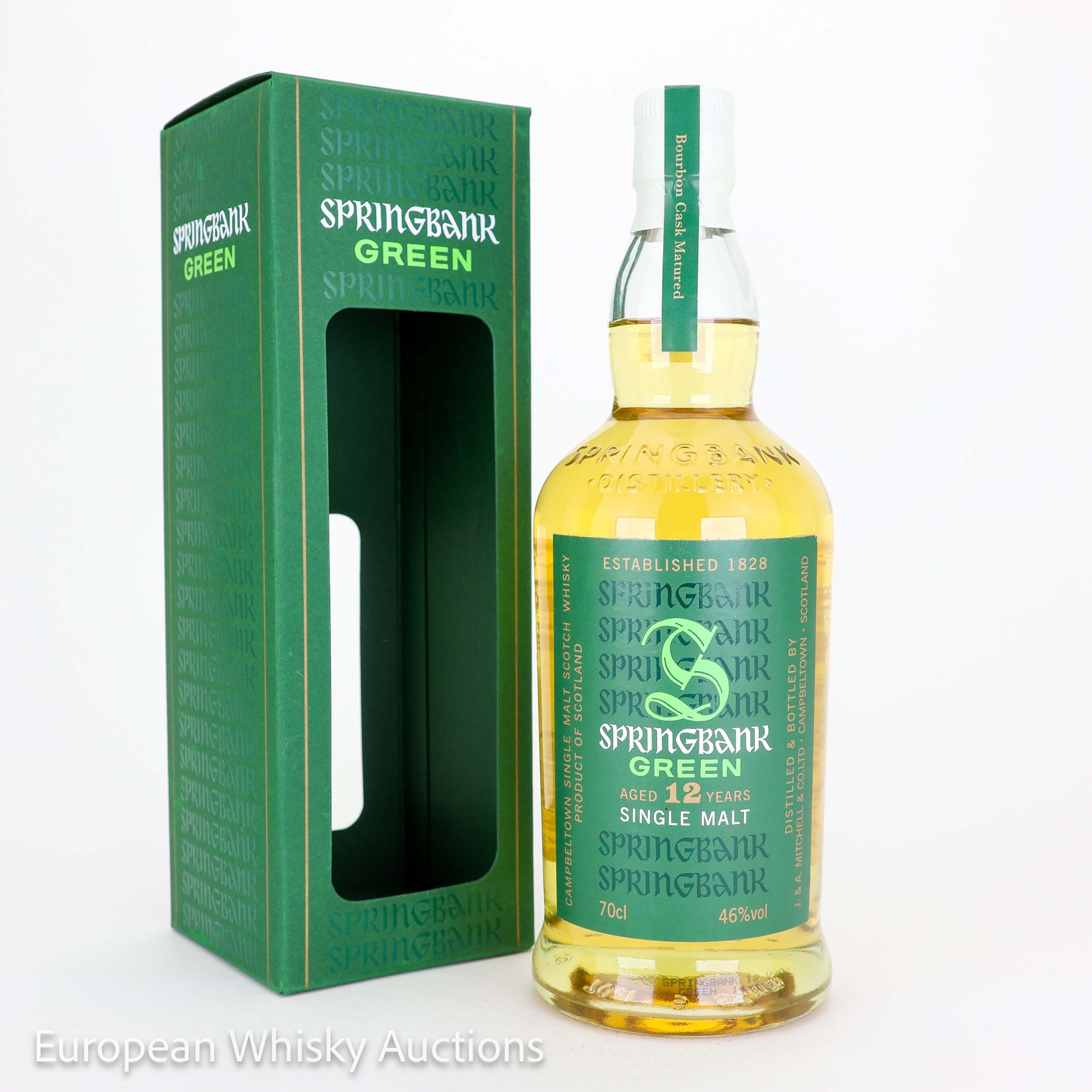 Springbank Green 12 Year Old, Bourbon Cask, Batch No. 14/488, 2014, 46% whisky bottle