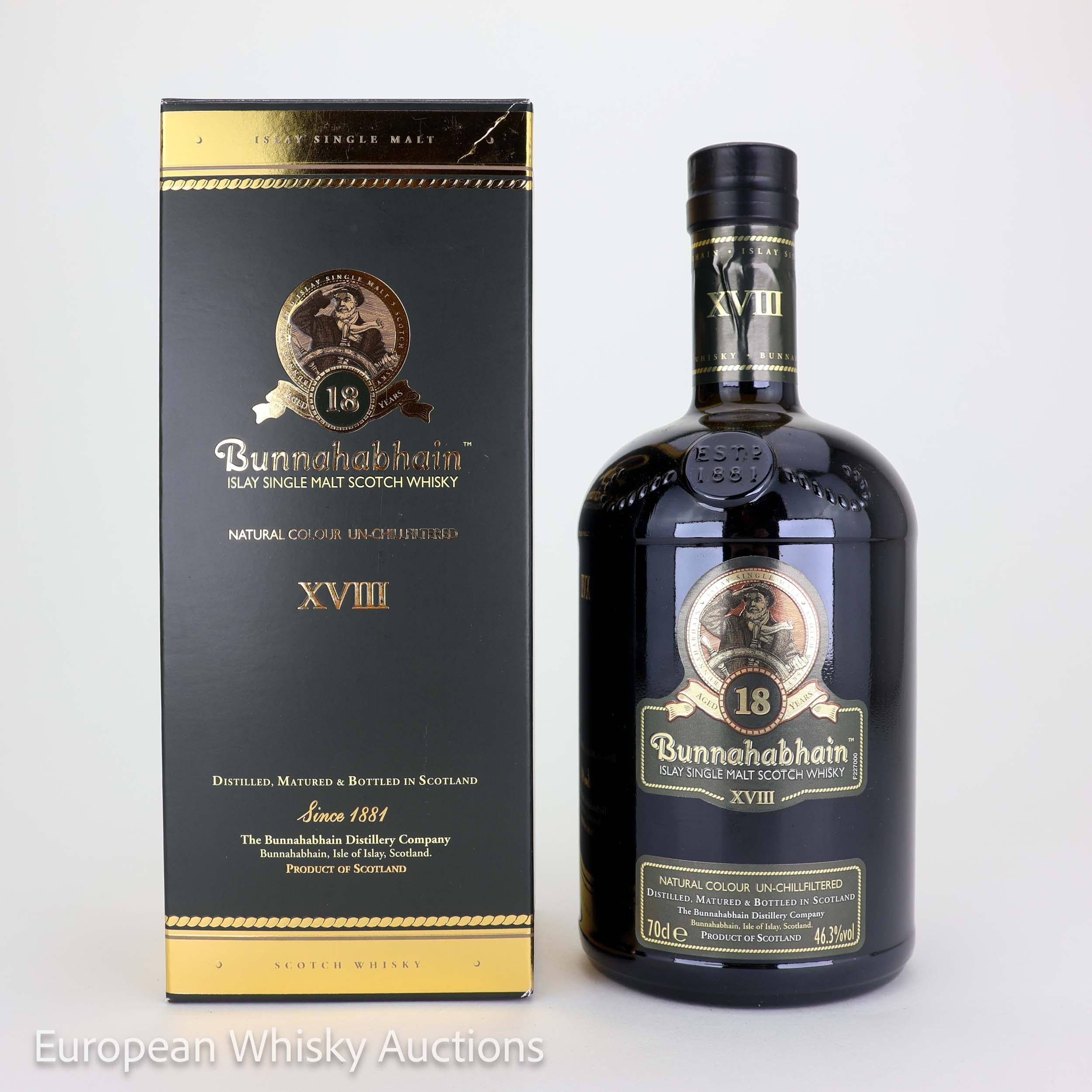 Bunnahabhain 18 Year Old, Bourbon & Sherry Cask, 46.3% whisky bottle