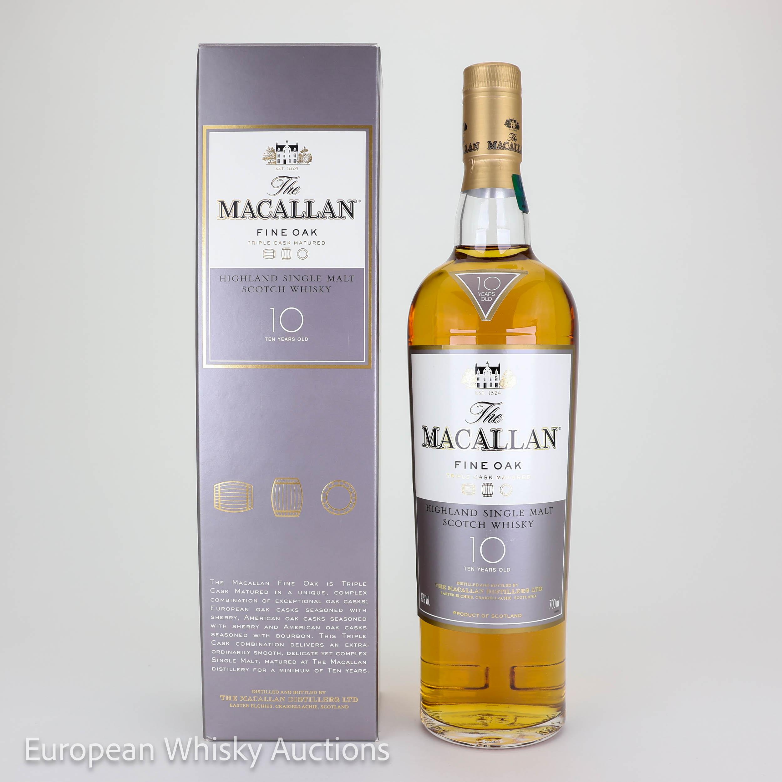Macallan Fine Oak 10 Year Old, Sherry & Bourbon Cask, 2008, 40%, 70cl whisky bottle