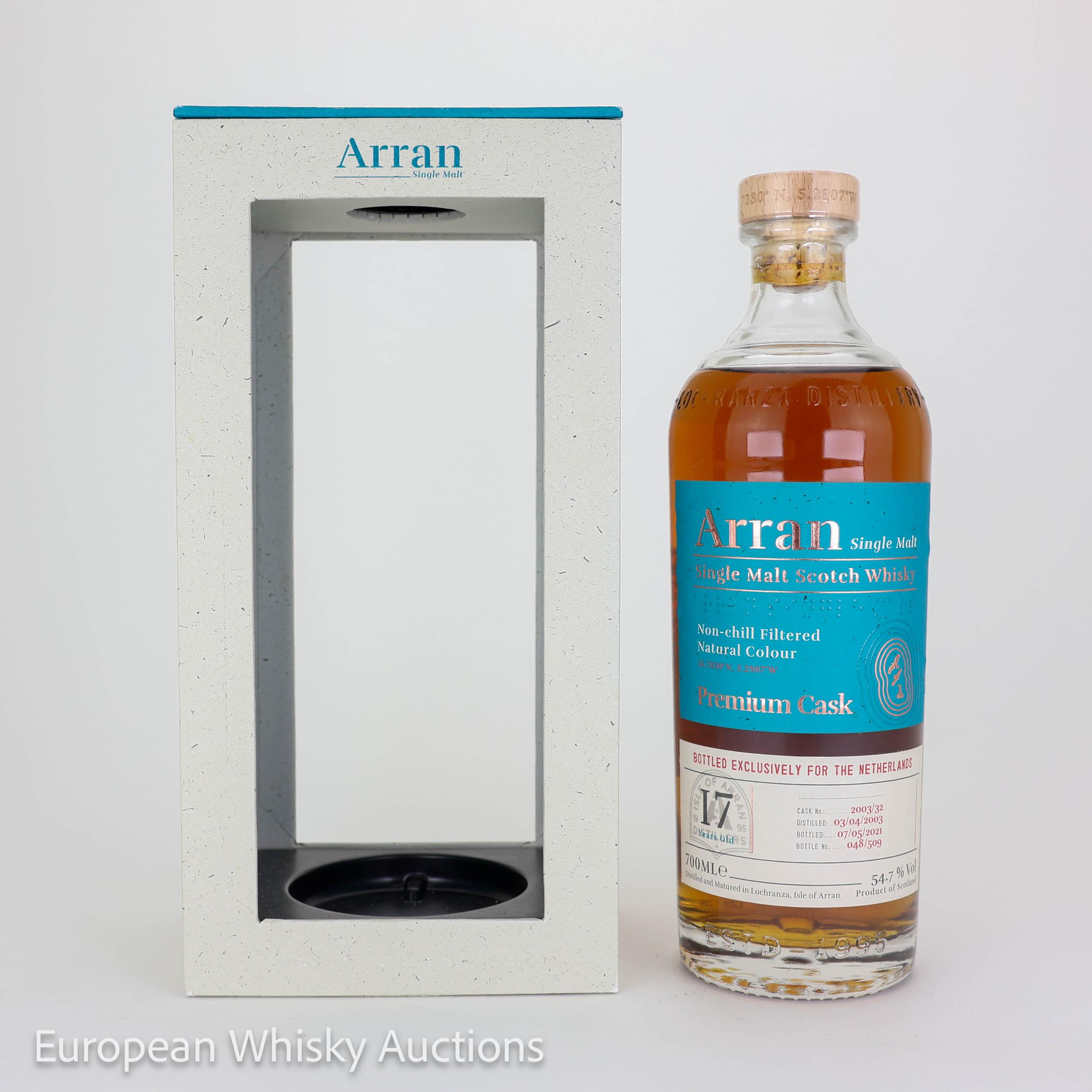 Arran Premium Cask 17 Year Old, Sherry Cask, Cask #2003/32, 2021, 54.7% whisky bottle