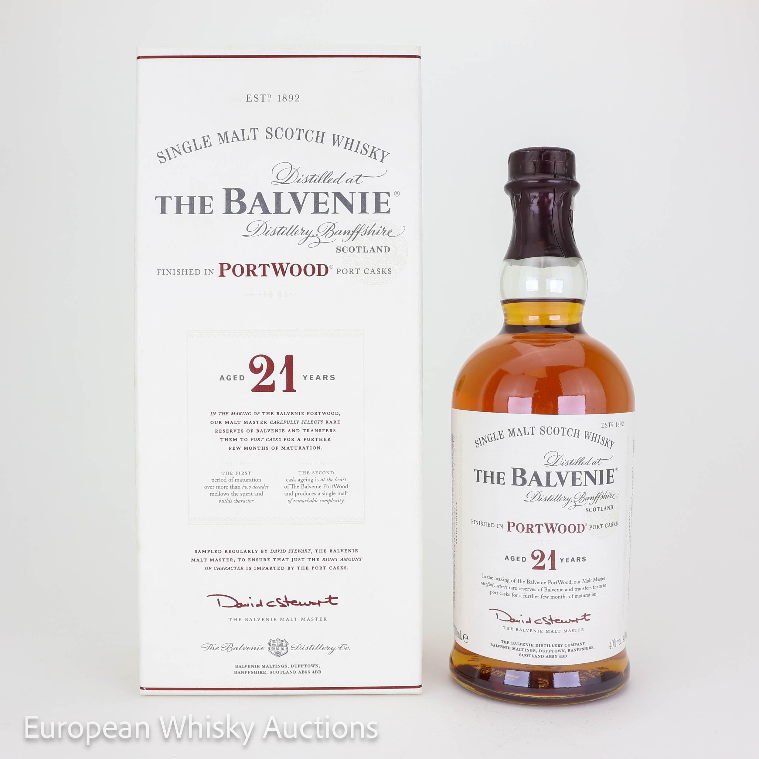 Balvenie Port Wood Finish 21 Year Old, American Oak & Port Cask, 40% whisky bottle