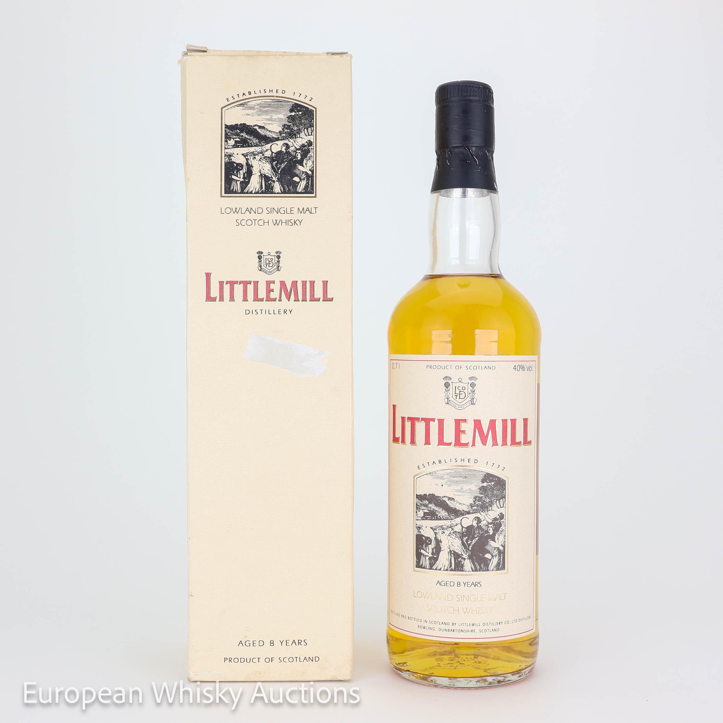 Littlemill 8 Year Old, 40% whisky bottle