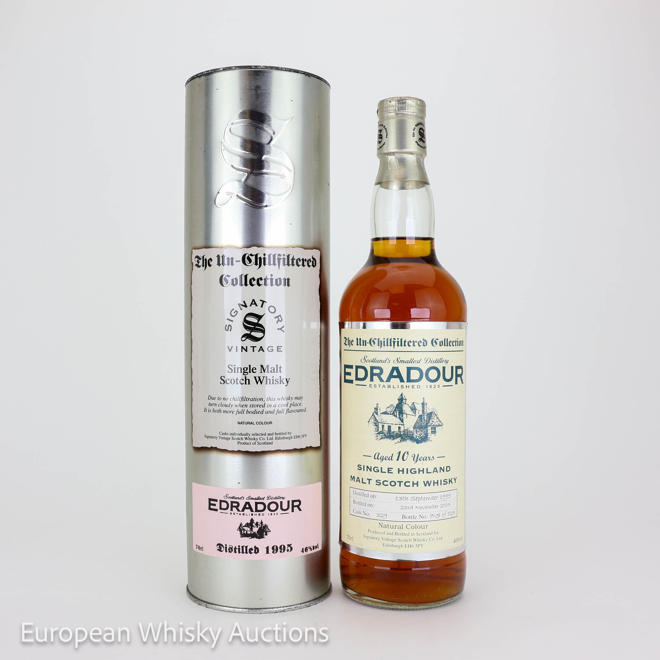 Edradour The Un-Chillfiltered Collection 10 Year Old, Cask #829, 1995, Signatory Vintage, 46% whisky bottle