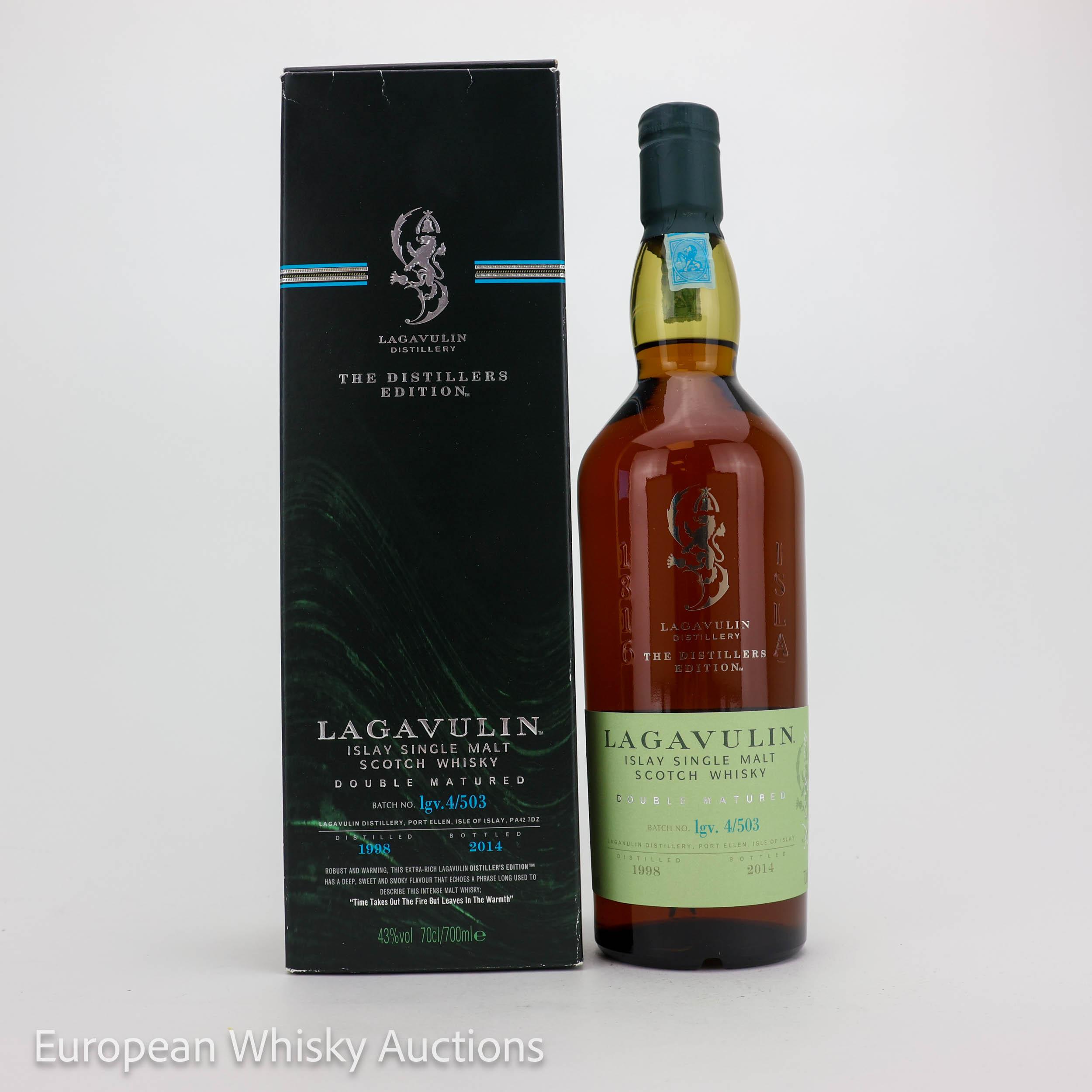Lagavulin 1998 The Distillers Edition 16 Year Old, Pedro Ximénez Sherry Cask, Cask #lgv.4/503, 2014, 43% whisky bottle