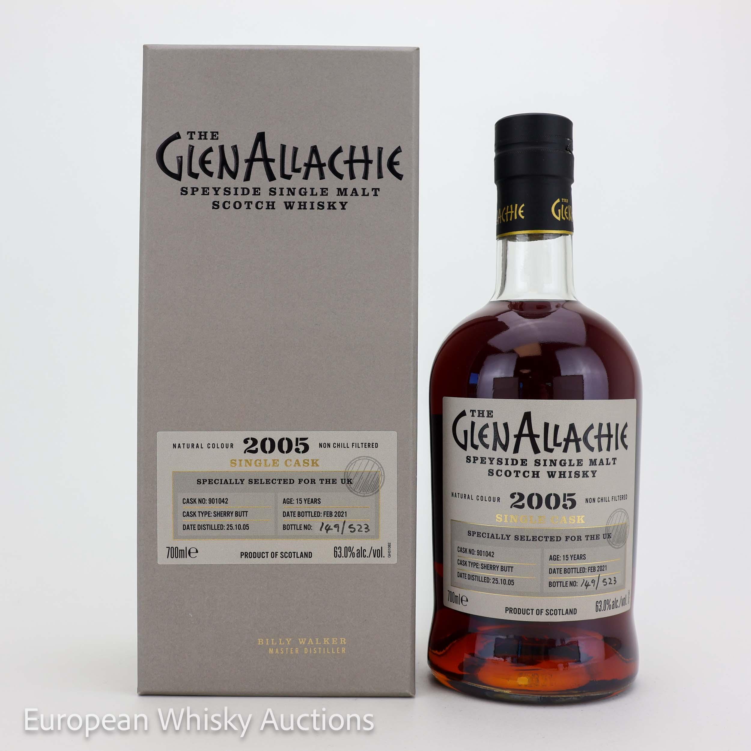 Glenallachie Single Cask 15 Year Old, Sherry Butt Cask, Cask #901042, 2021, 63% whisky bottle