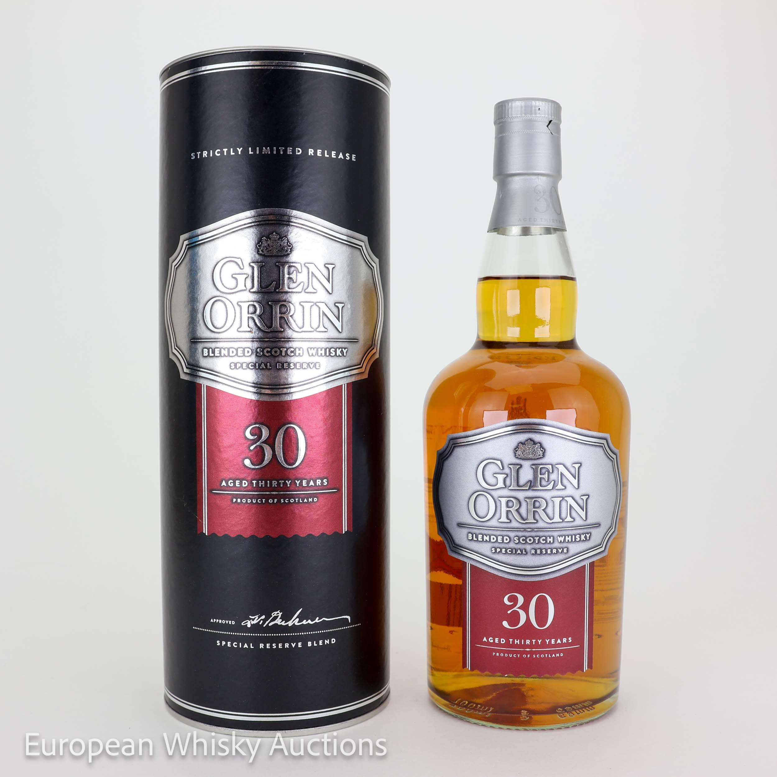Glen Orrin Special Reserve 30 Year Old, Oak Cask, Aldi, 40% whisky bottle