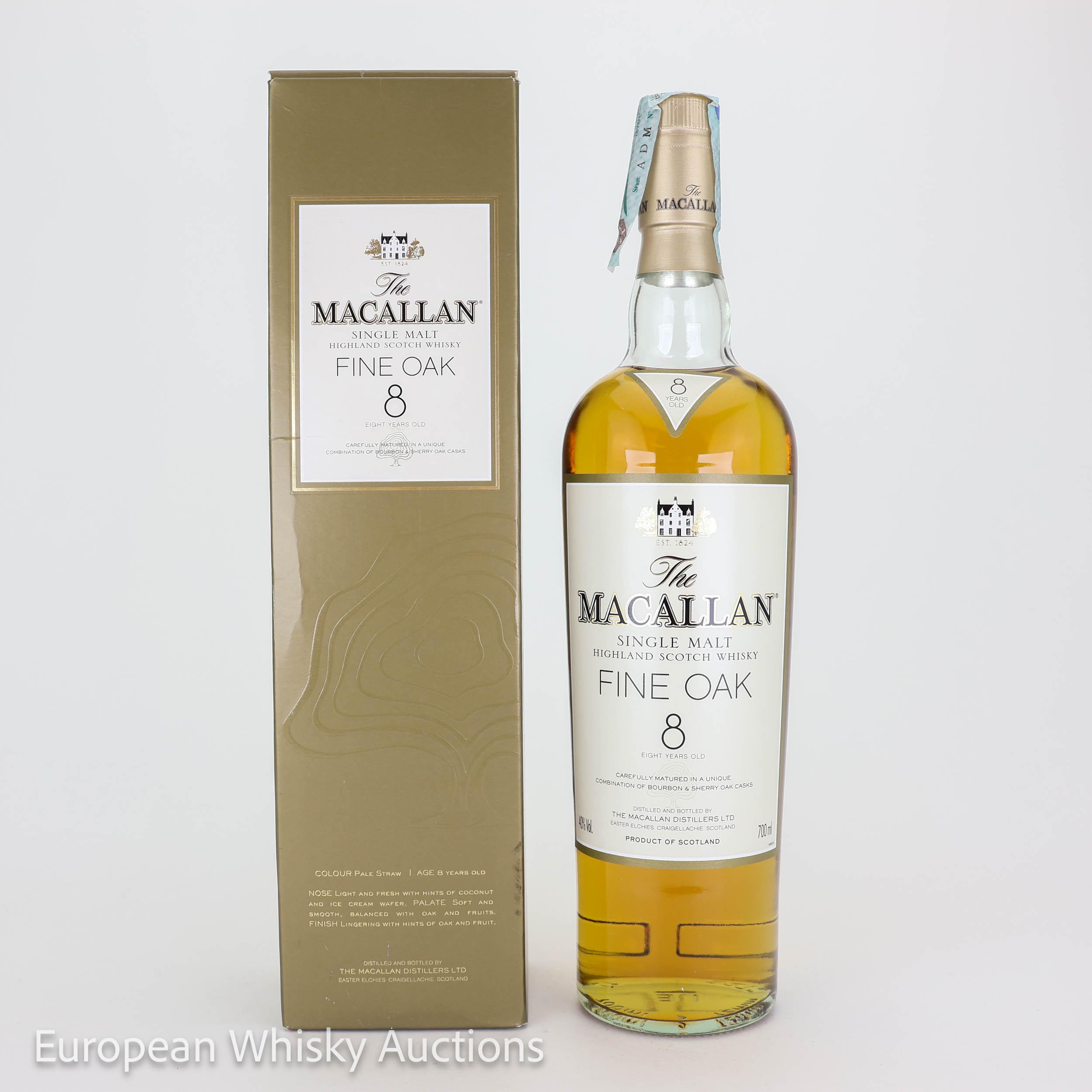 Macallan Fine Oak 8 Year Old, Bourbon & Sherry Cask, 2004, 40% whisky bottle