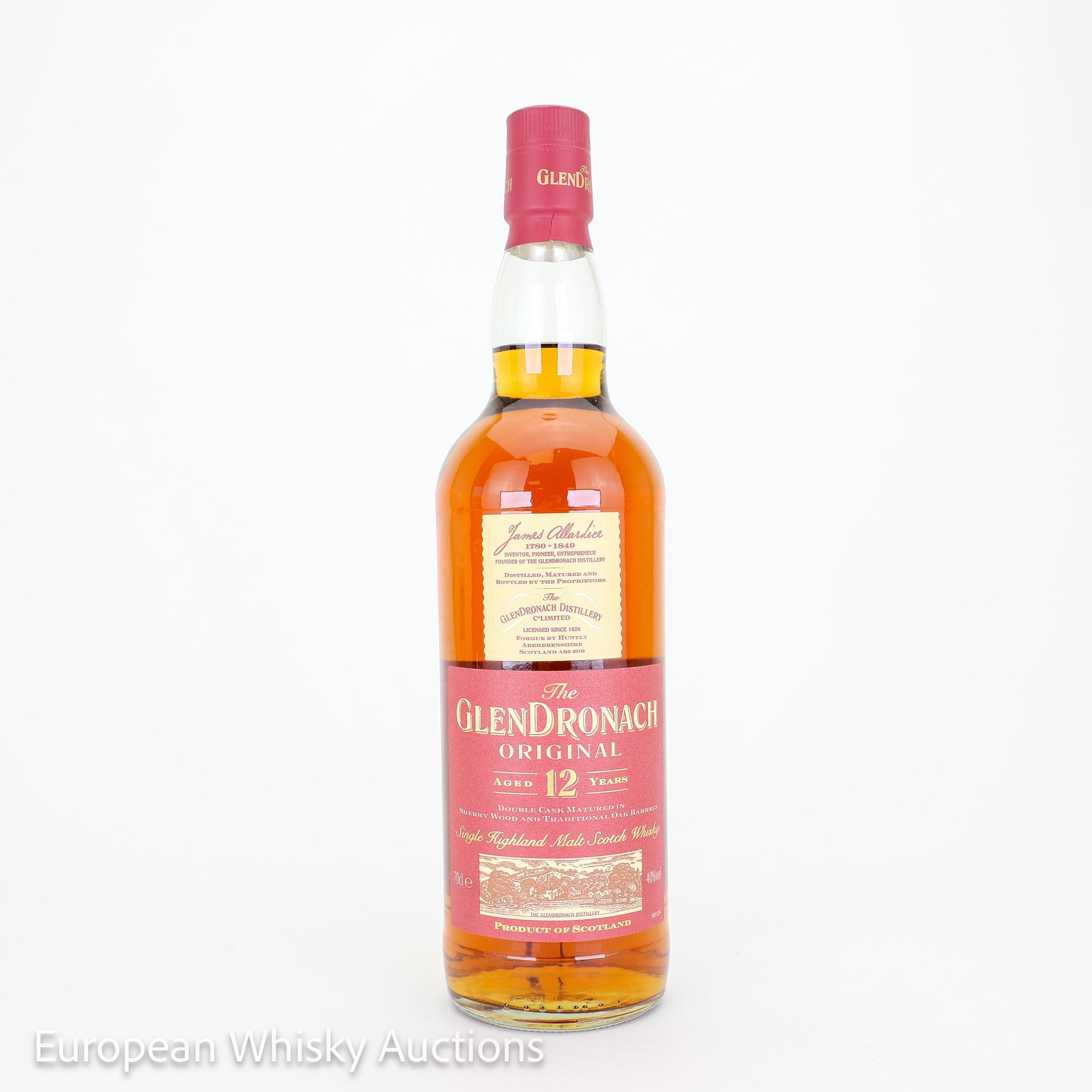 Glendronach Original 12 Year Old, Pedro Ximénez & Oloroso Sherry Cask, 43% whisky bottle