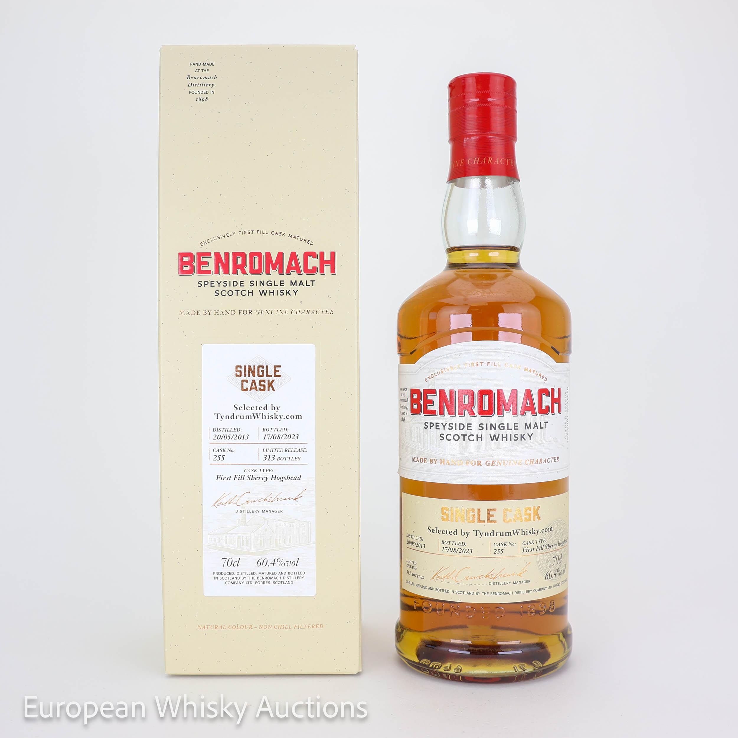 Benromach Single Cask 10 Year Old, First Fill Sherry Hogshead Cask, Cask #255, 2023, 60.4% whisky bottle