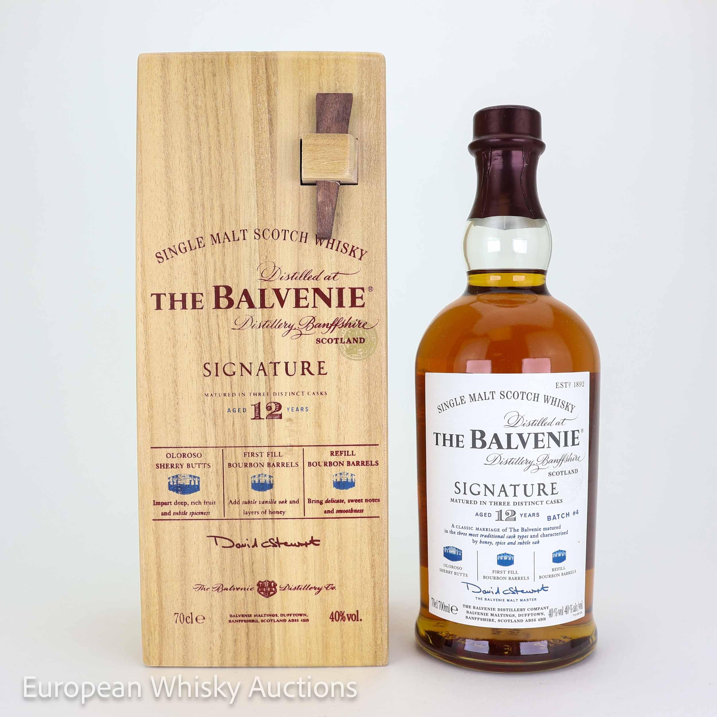 Balvenie Signature 12 Year Old, Sherry & Bourbon Cask, Batch No. 4, 40% whisky bottle