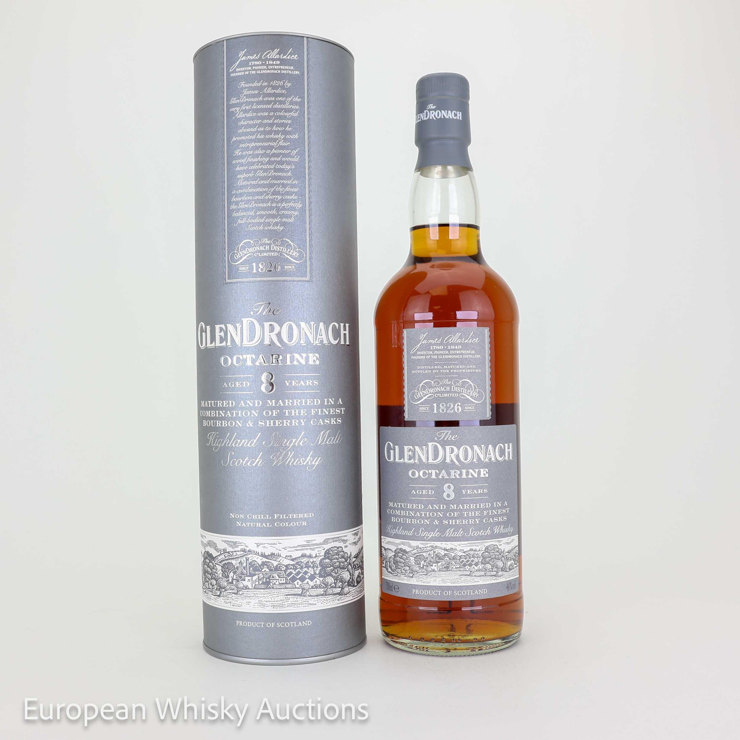 Glendronach Octarine 8 Year Old, Bourbon & Sherry Cask, 2013, 46% whisky bottle