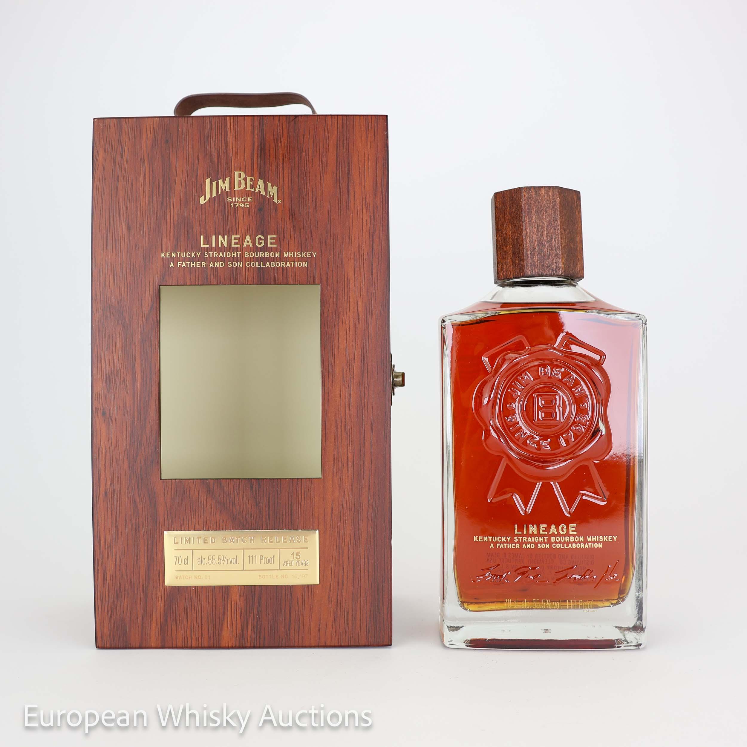 Jim Beam Lineage 15 Year Old, New Charred Oak Cask, Batch No. 1, 2021, 55.5% whisky bottle