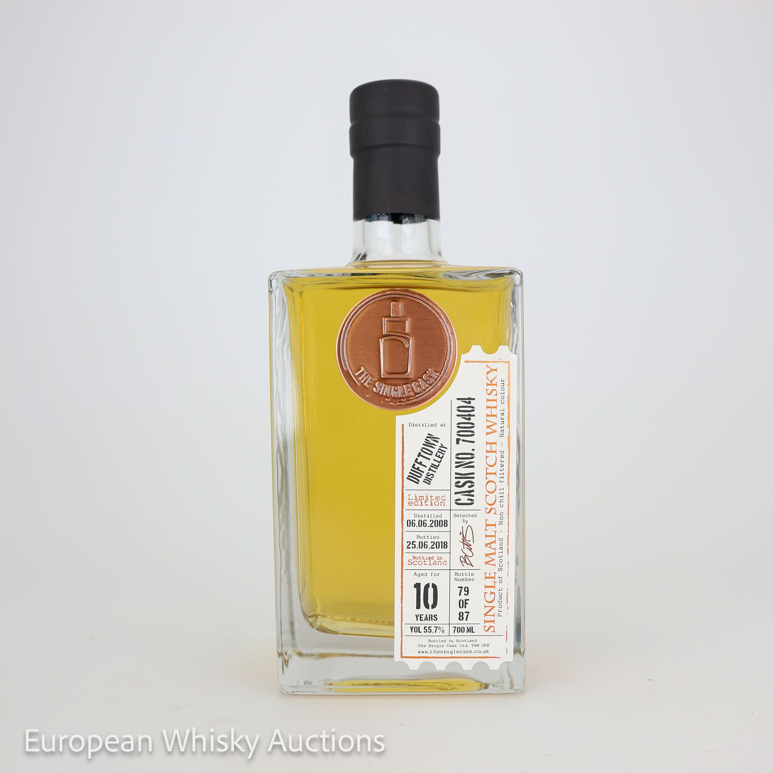 Dufftown 10 Year Old, Bourbon Cask, Cask #700404, 2008, The Single Cask, 55.7% whisky bottle