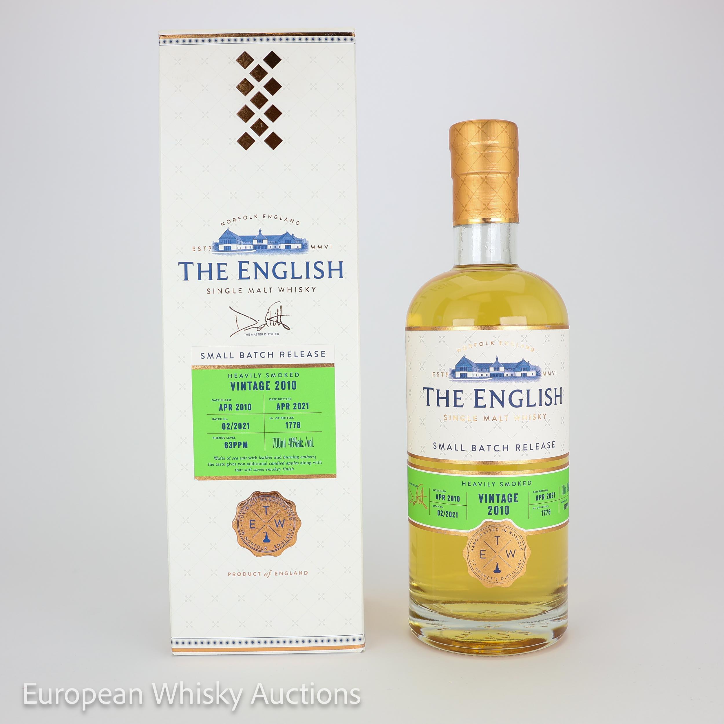 English Small Batch No. Release Heavily Smoked 11 Year Old, Batch No. 02/2021, 2021, 46% whisky bottle