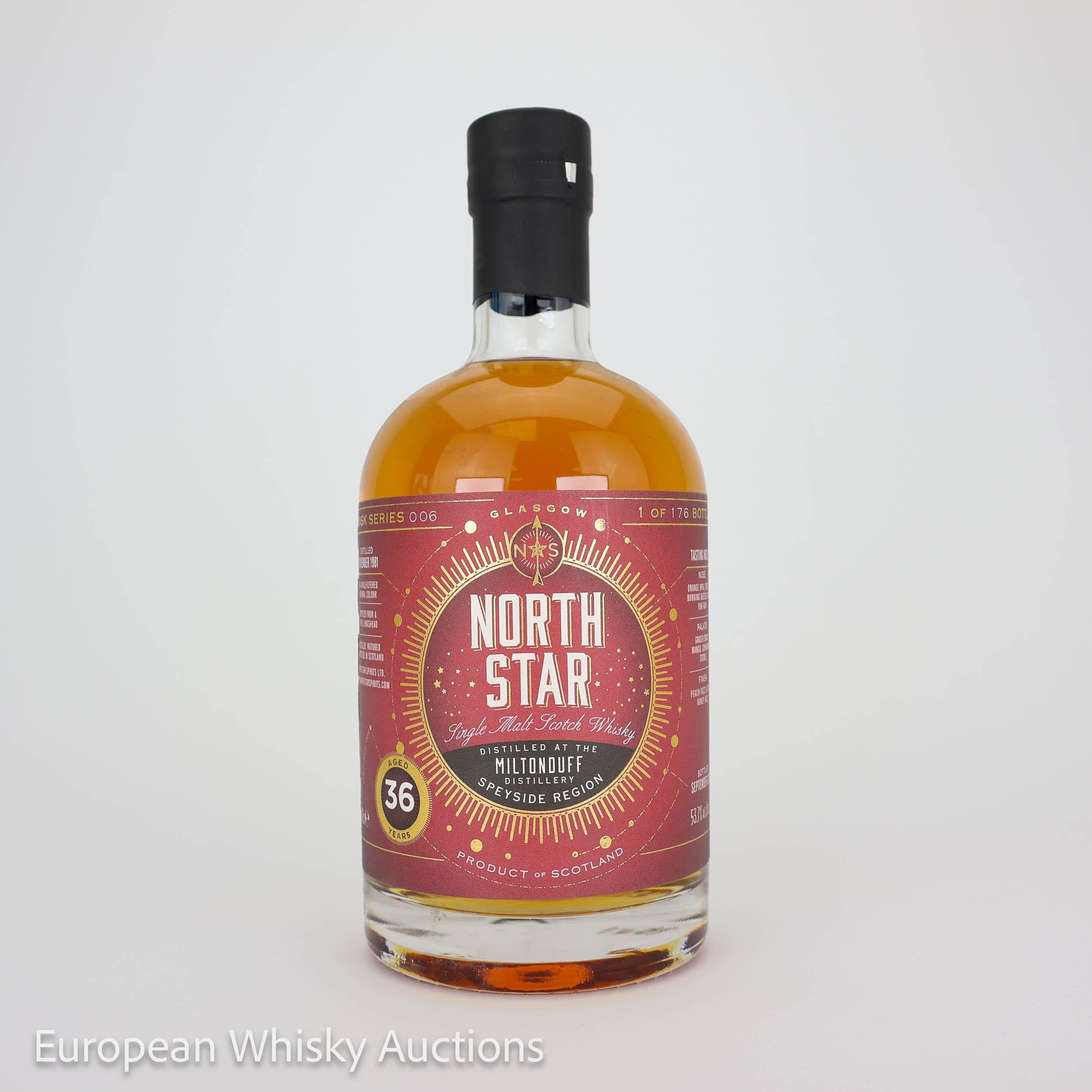 Miltonduff 36 Year Old, Hogshead Cask, Cask Series No. 6, 1981, North Star Spirits, 53.7% whisky bottle