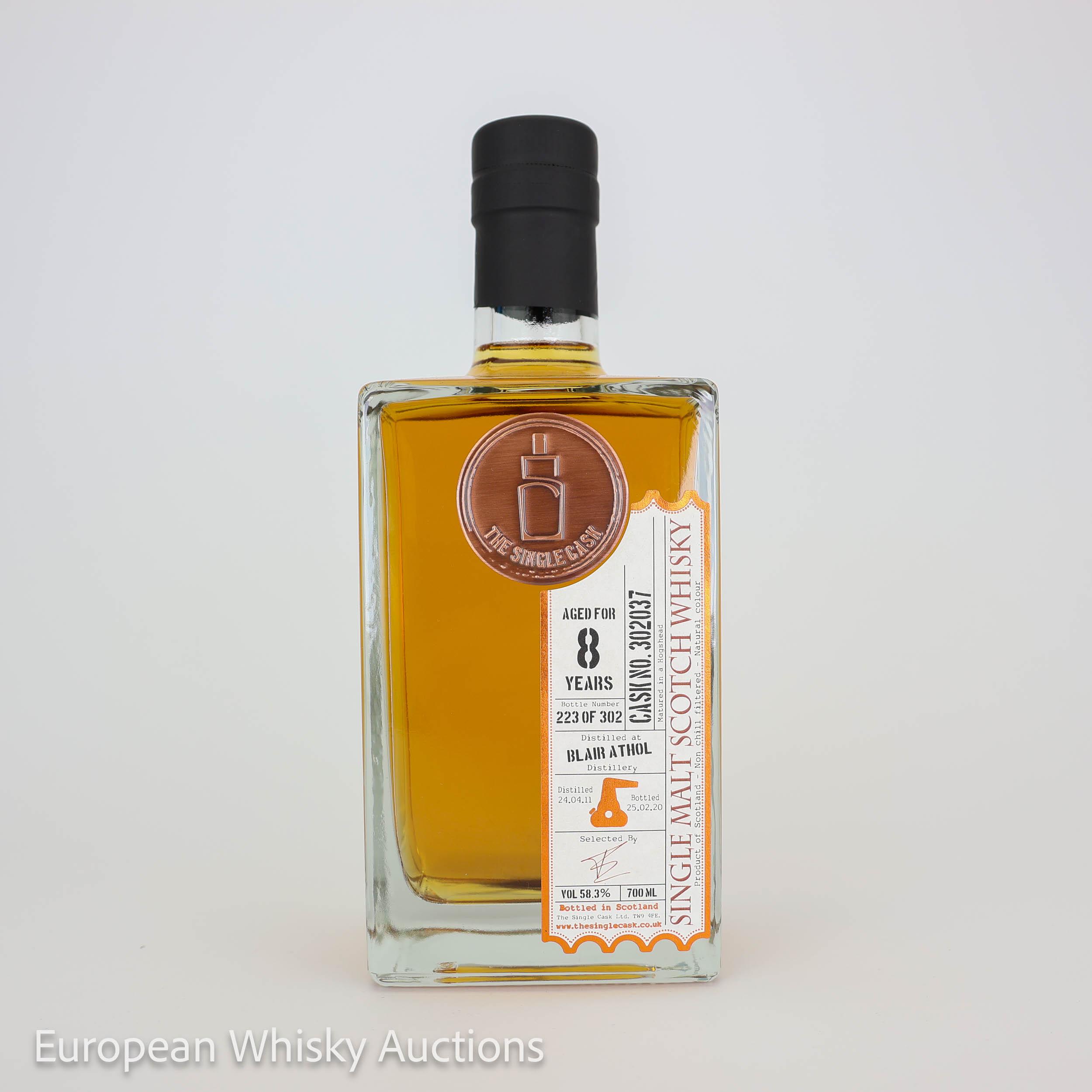 Blair Athol 8 Year Old, Hogshead Cask, Cask #302037, 2011, The Single Cask, 58.3% whisky bottle