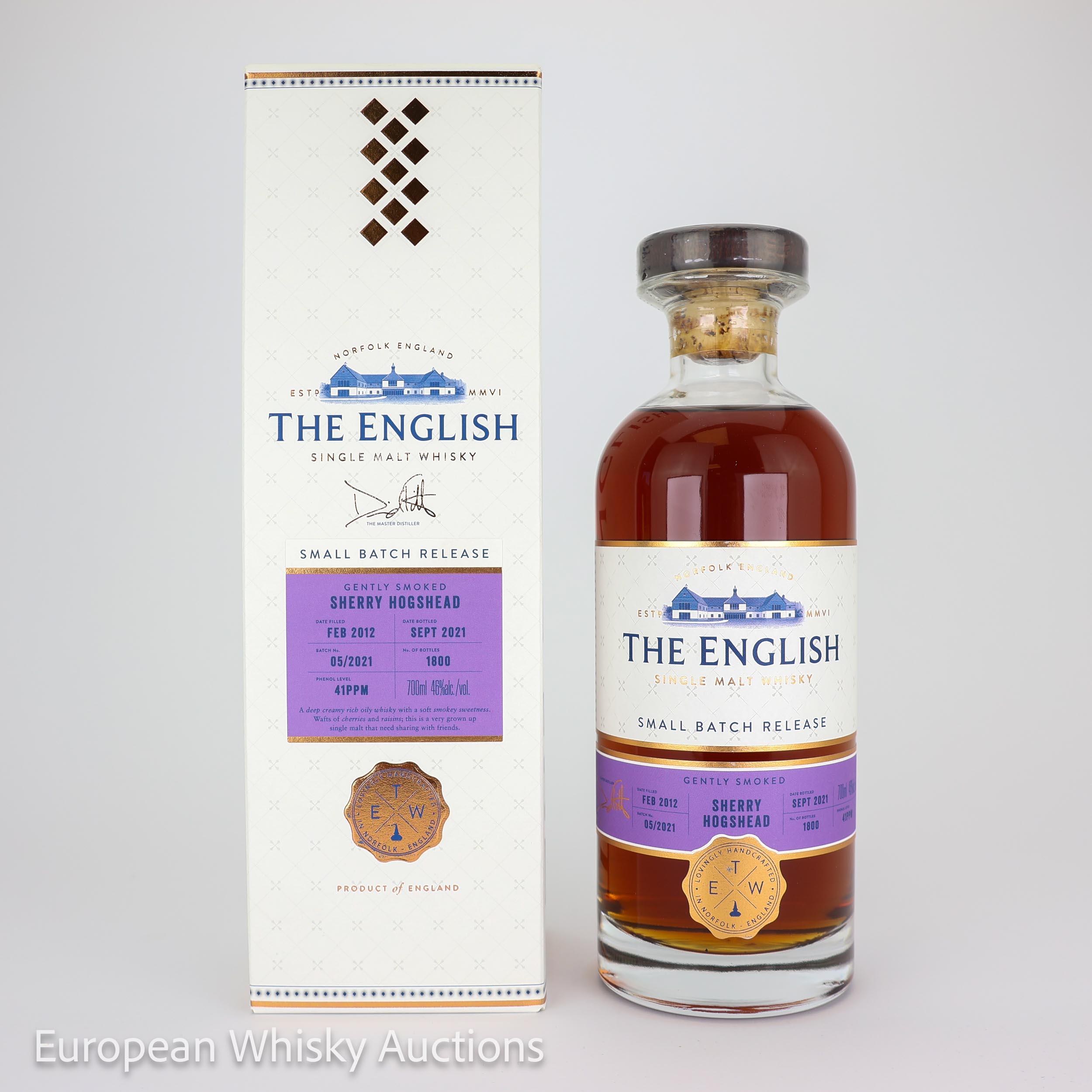 St. George's Distillery The English Whisky 9 Year Old, Sherry Hogshead Cask, Batch No. 05/2021, 2021, 46% whisky bottle