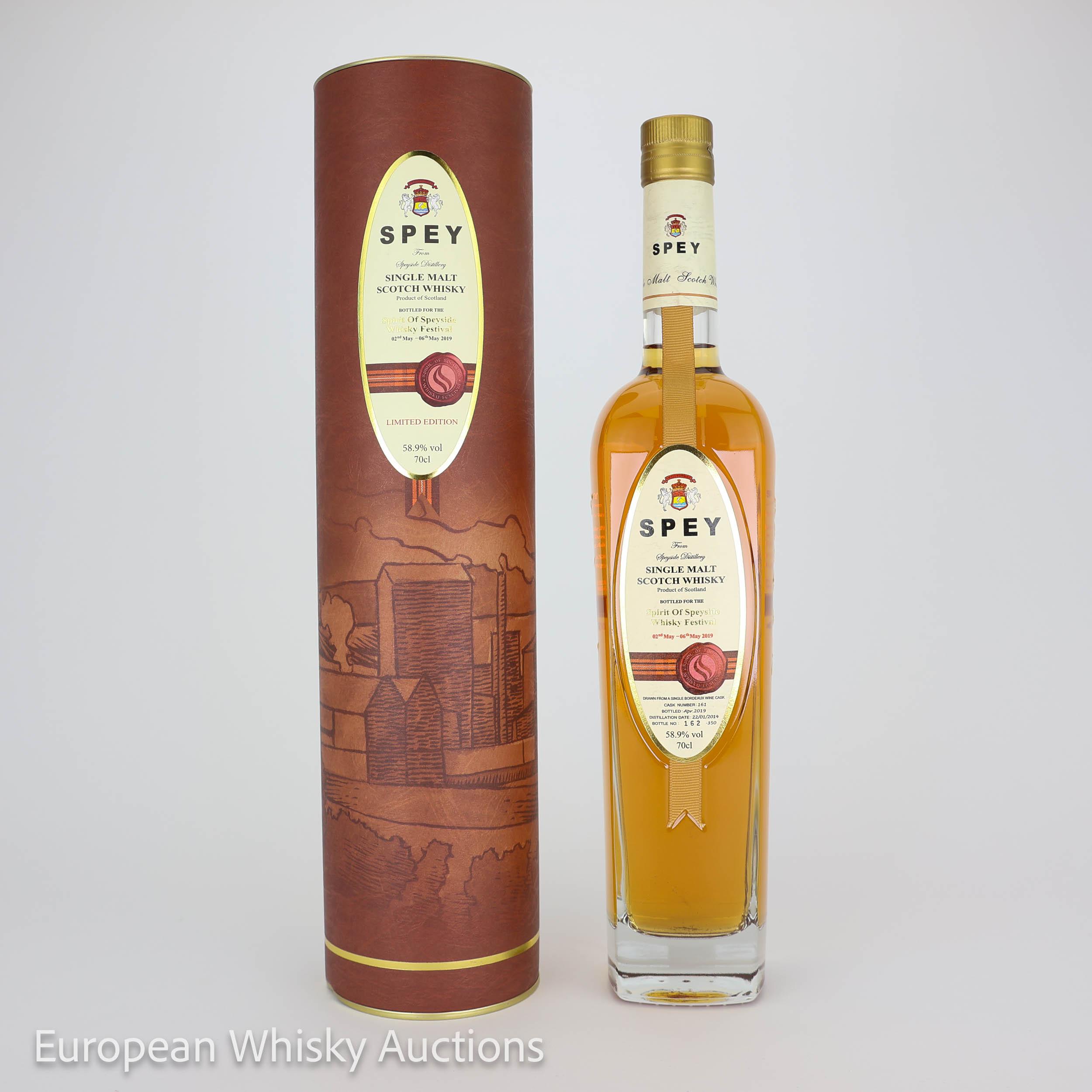 Speyside Distillery SPEY Spirit of Speyside Whisky Festival 5 Year Old, Wine Cask, Cask #161, 2019, 58.9% whisky bottle