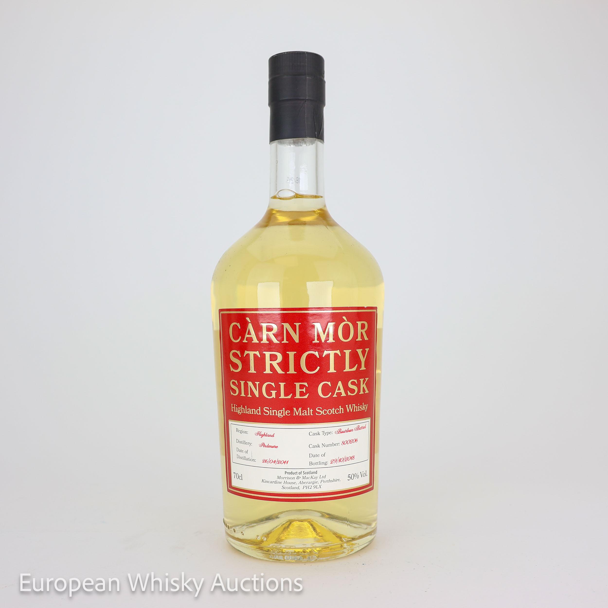 Ardmore Càrn Mòr Strictly Single Cask #7 Year Old, Bourbon Cask, Cask #800206, 2011, Morrison & MacKay, 50% whisky bottle