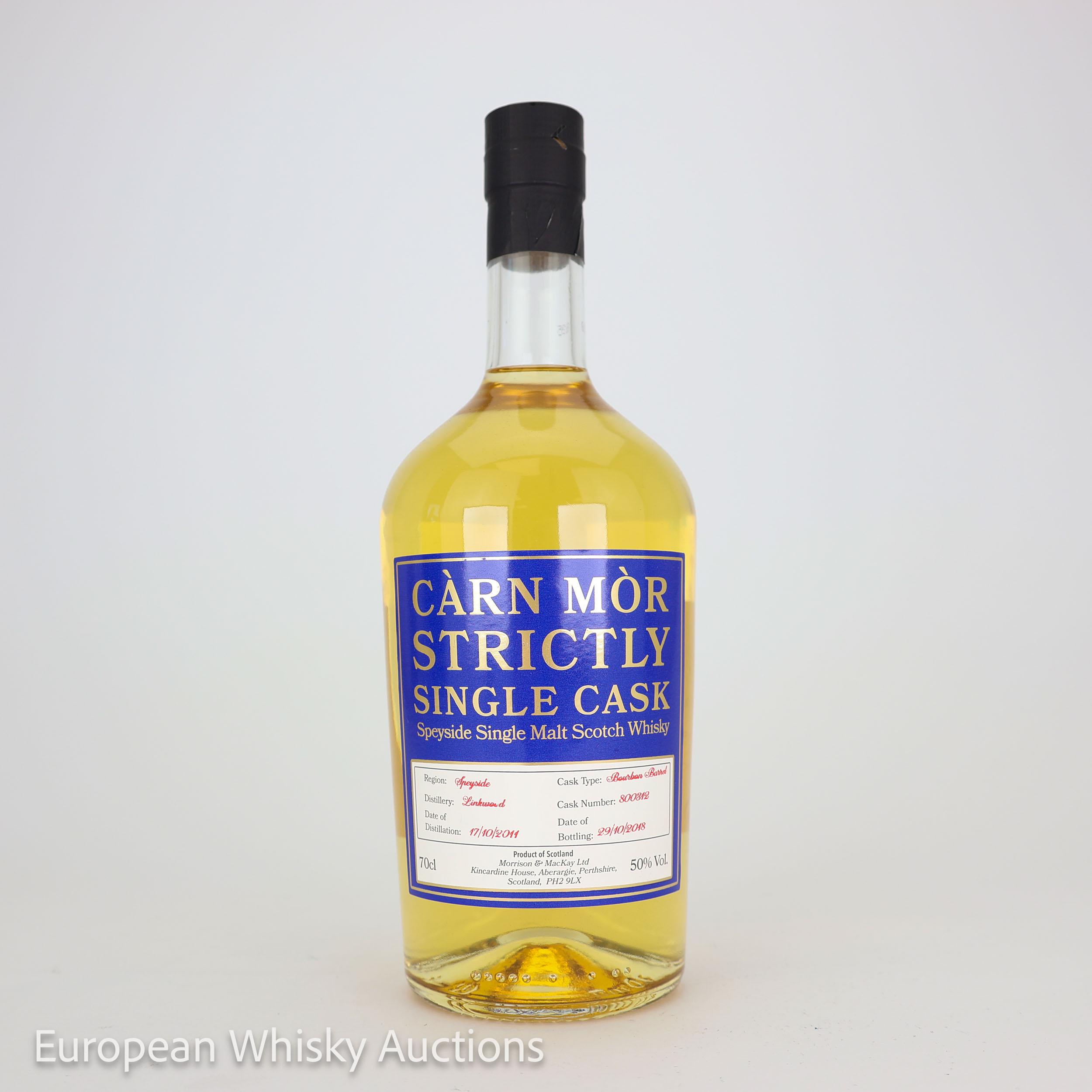 Linkwood Strictly Single Cask #7 Year Old, Bourbon Cask, Cask #800312, 2011, Morrison & MacKay, 50% whisky bottle