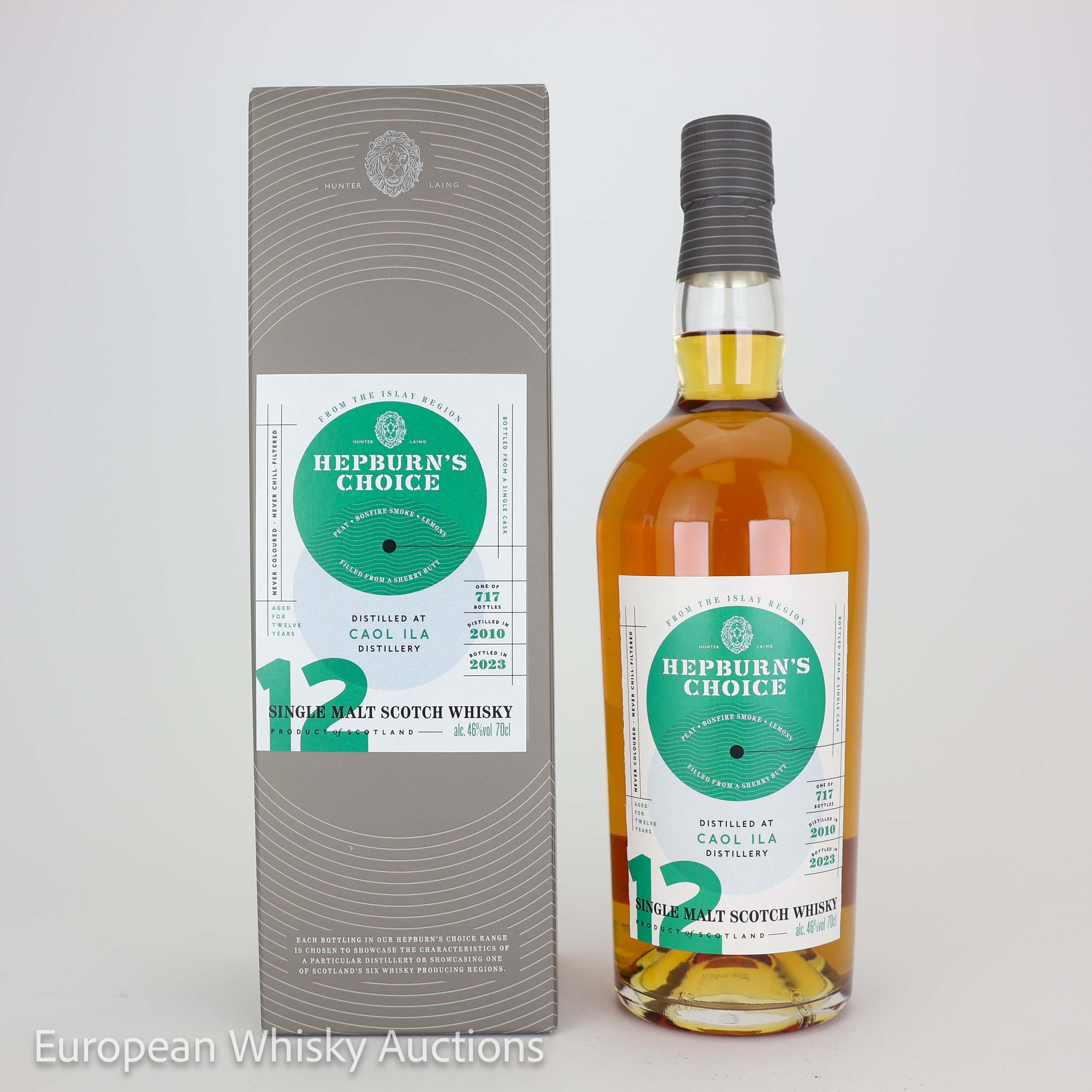 Caol Ila Hepburn's Choice 12 Year Old, Sherry Cask, 2010, Hunter Laing, 46% whisky bottle