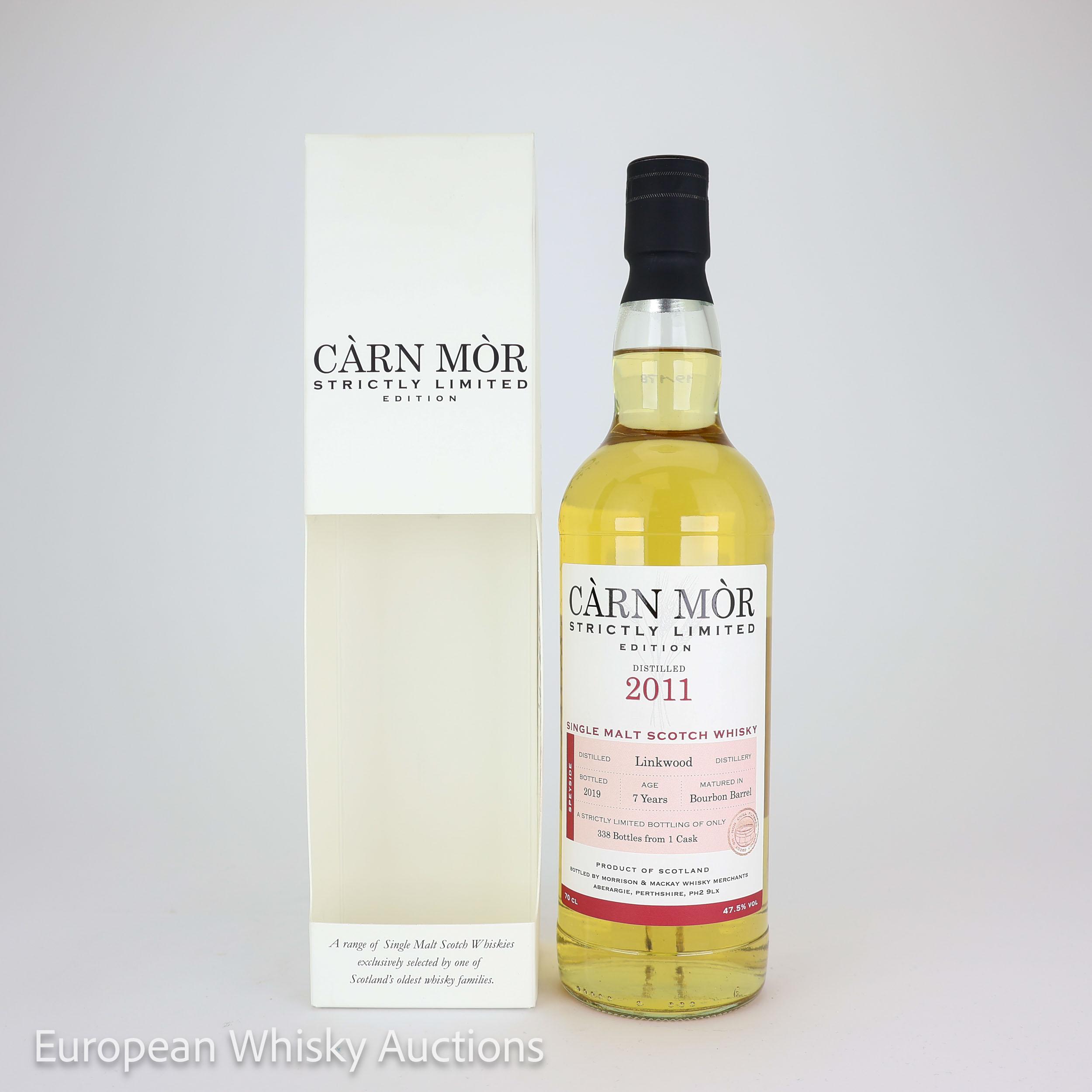 Linkwood Càrn Mòr Strictly Limited 7 Year Old, Bourbon Cask, 2011, Morrison & MacKay, 47.5% whisky bottle