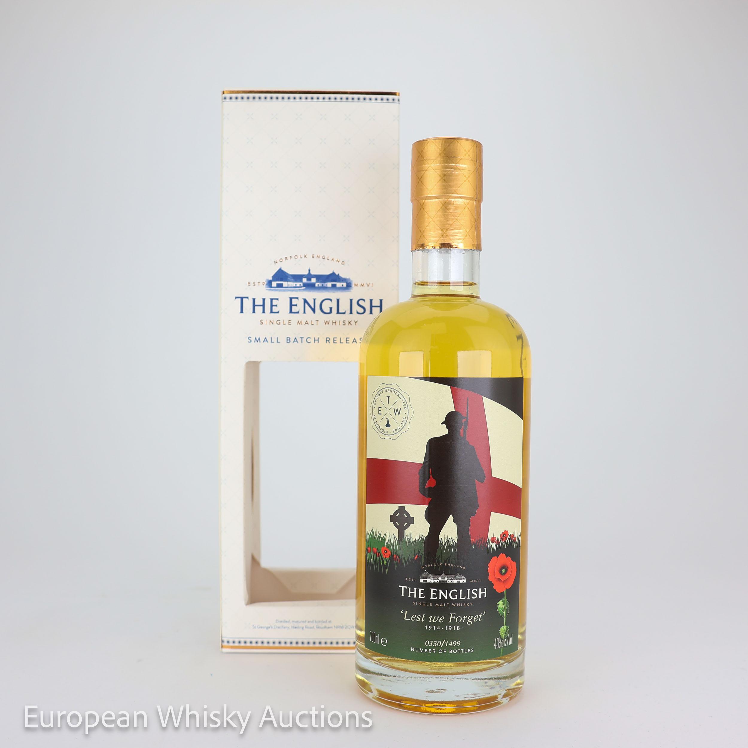 St George's Lest We Forget Chapter 13, 2014, 43% whisky bottle