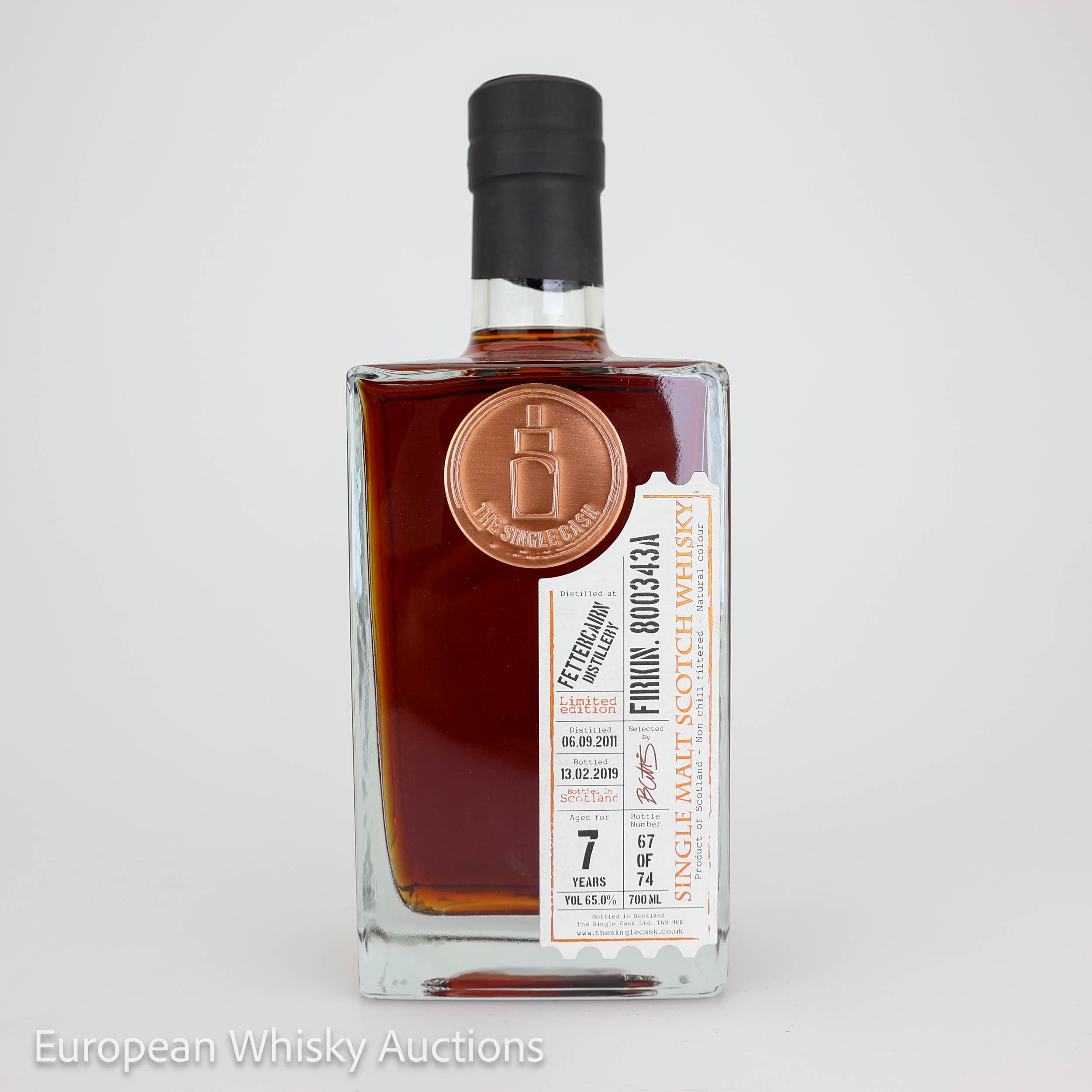 Fettercairn 7 Year Old, Sherry Cask, Cask #800343A, 2011, The Single Cask, 65% whisky bottle