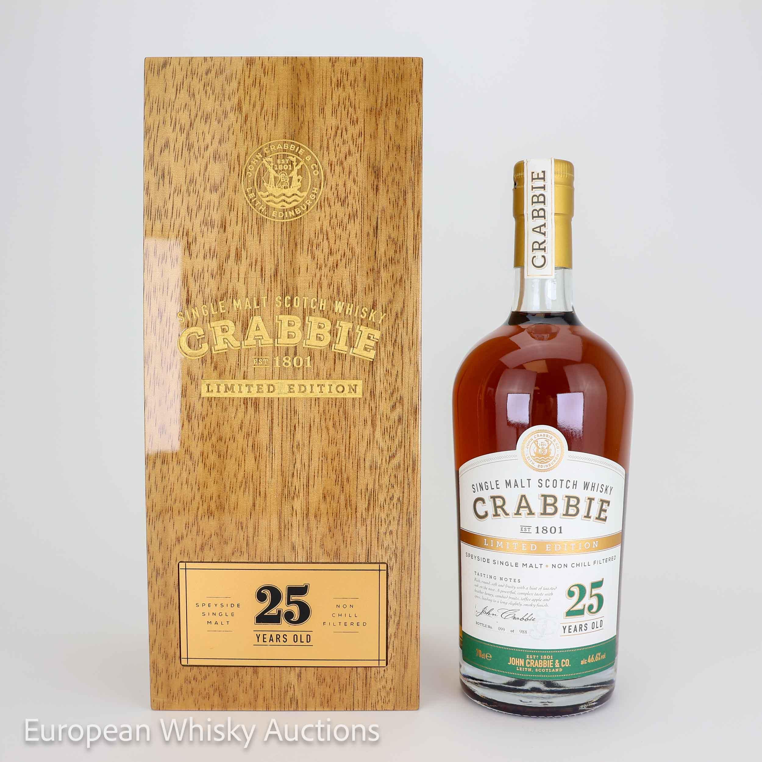 Crabbie 25 Year Old Speyside Single Malt, Sherry Cask, No. 361 of 988, 2018, 46.6% whisky bottle