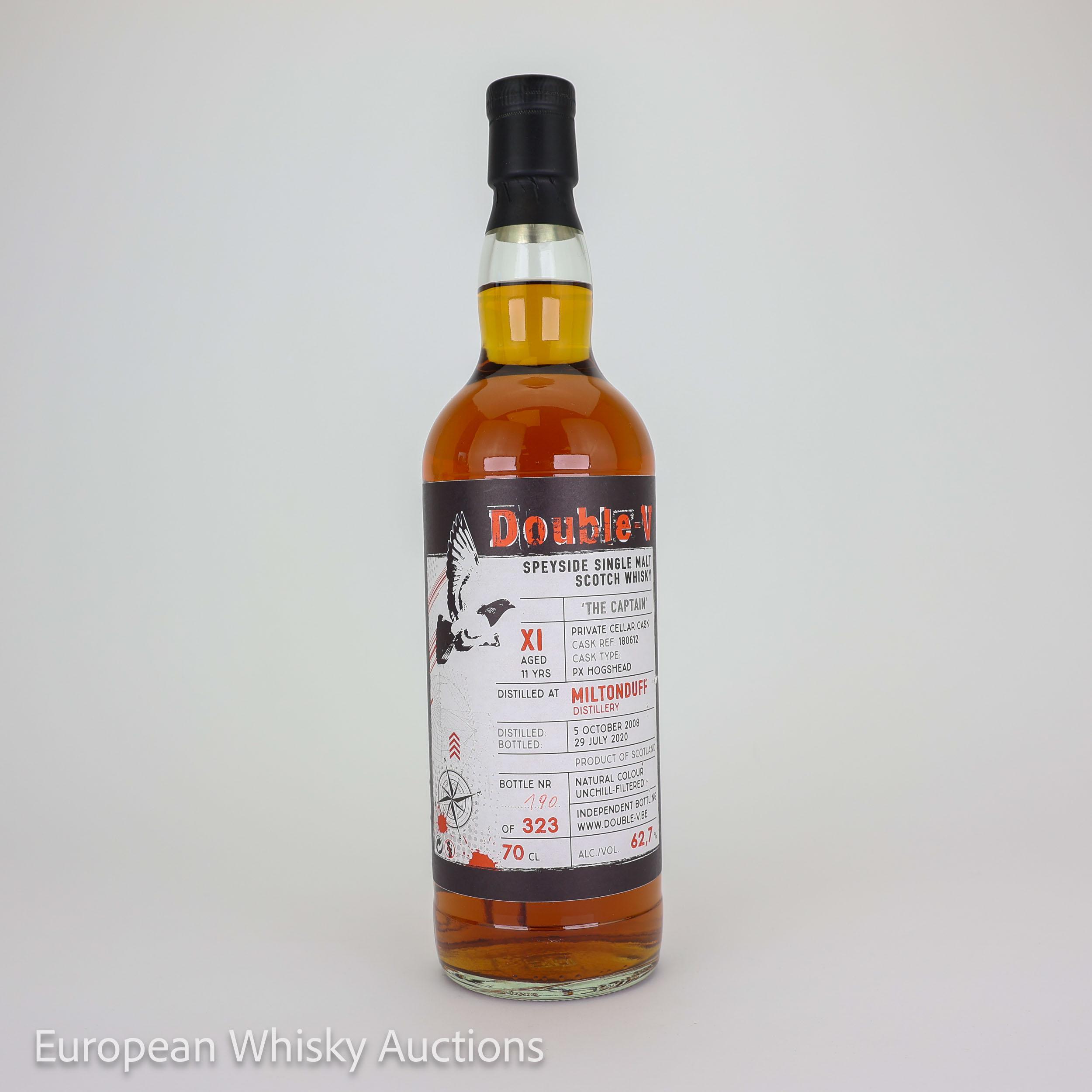 Miltonduff The Captain 11 Year Old, PX Hogshead Cask, Cask #180612, 2008, Double-V, 62.7% whisky bottle
