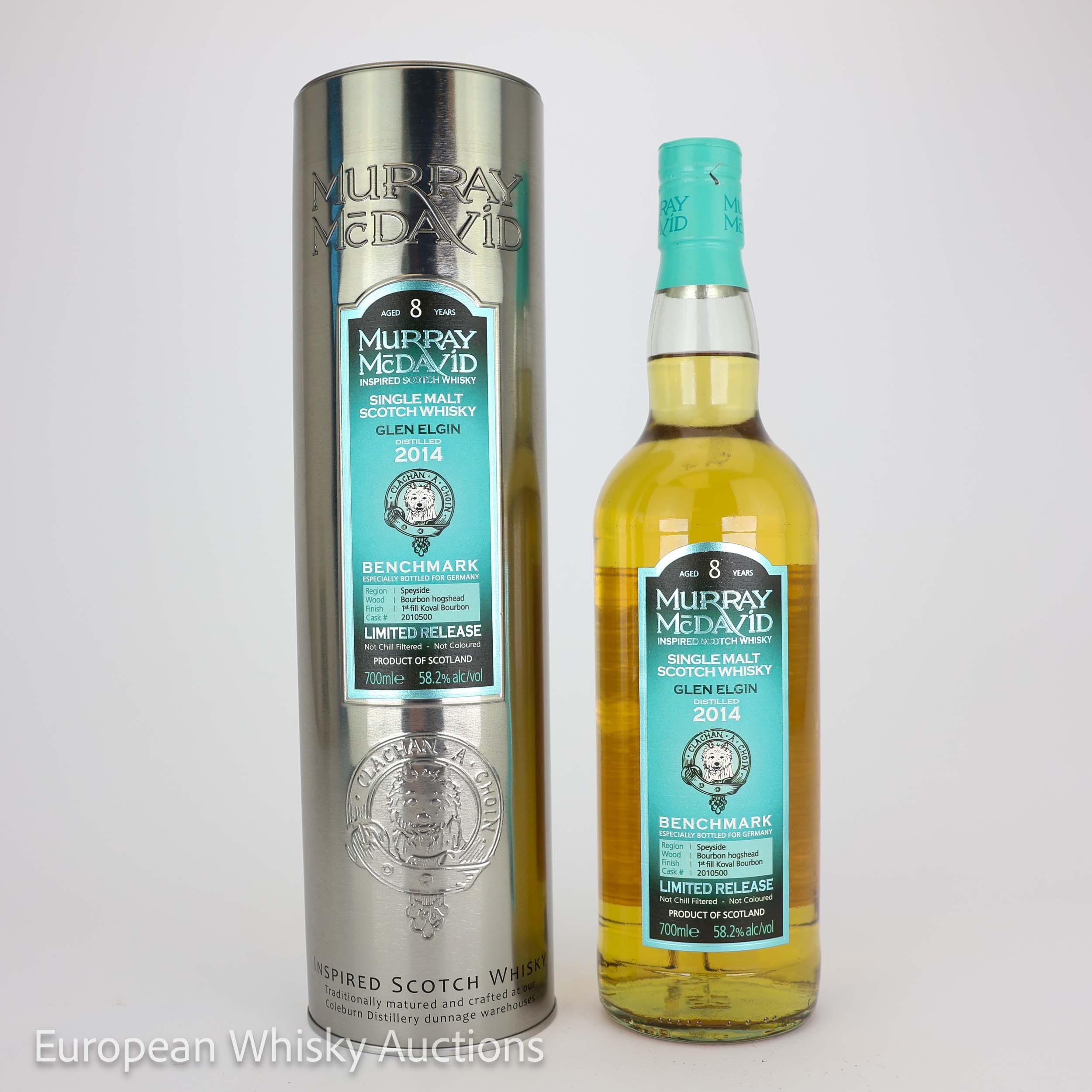 Glen Elgin Benchmark 8 Year Old, Bourbon Cask, Cask #2010500, 2014, Murray McDavid, 58.2% whisky bottle