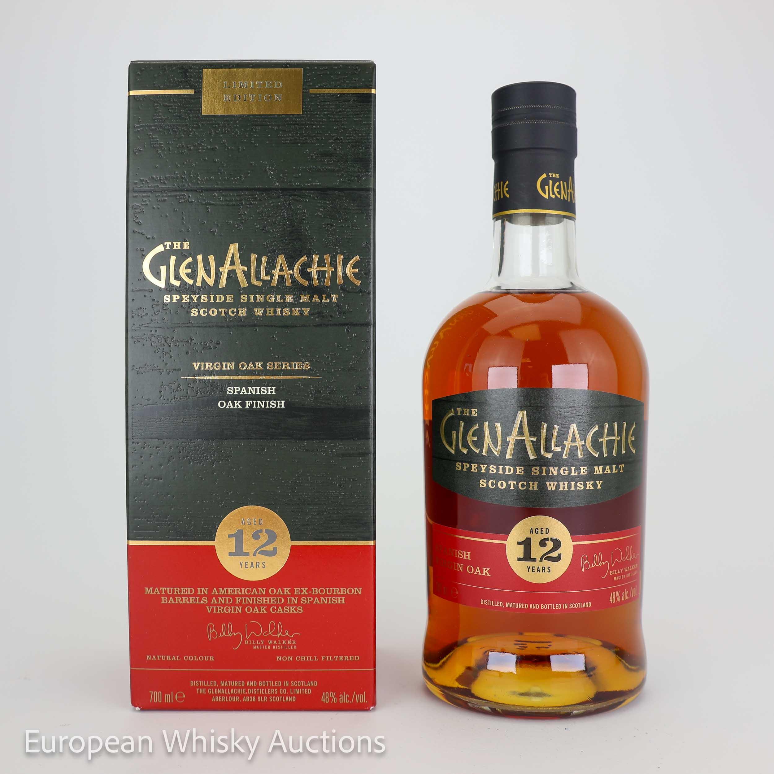 GlenAllachie Spanish Virgin Oak Finish 12 Year Old, Spanish Virgin Oak Cask, 2020, 48% whisky bottle