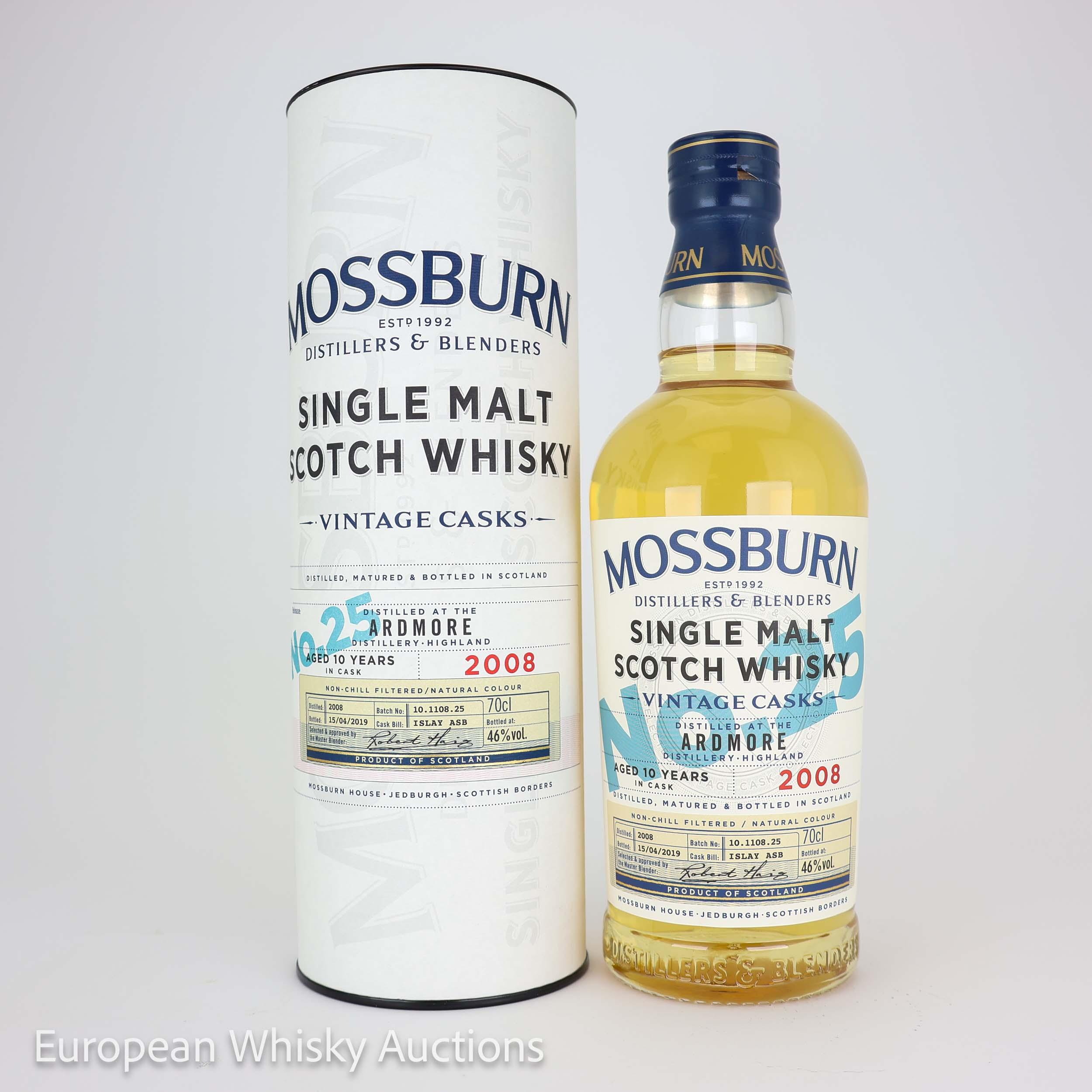 Ardmore Vintage Cask #25 10 Year Old, Ex-Islay Cask, Cask #1108.25, Batch No. 10.1108.25, 2008, Mossburn, 46% whisky bottle