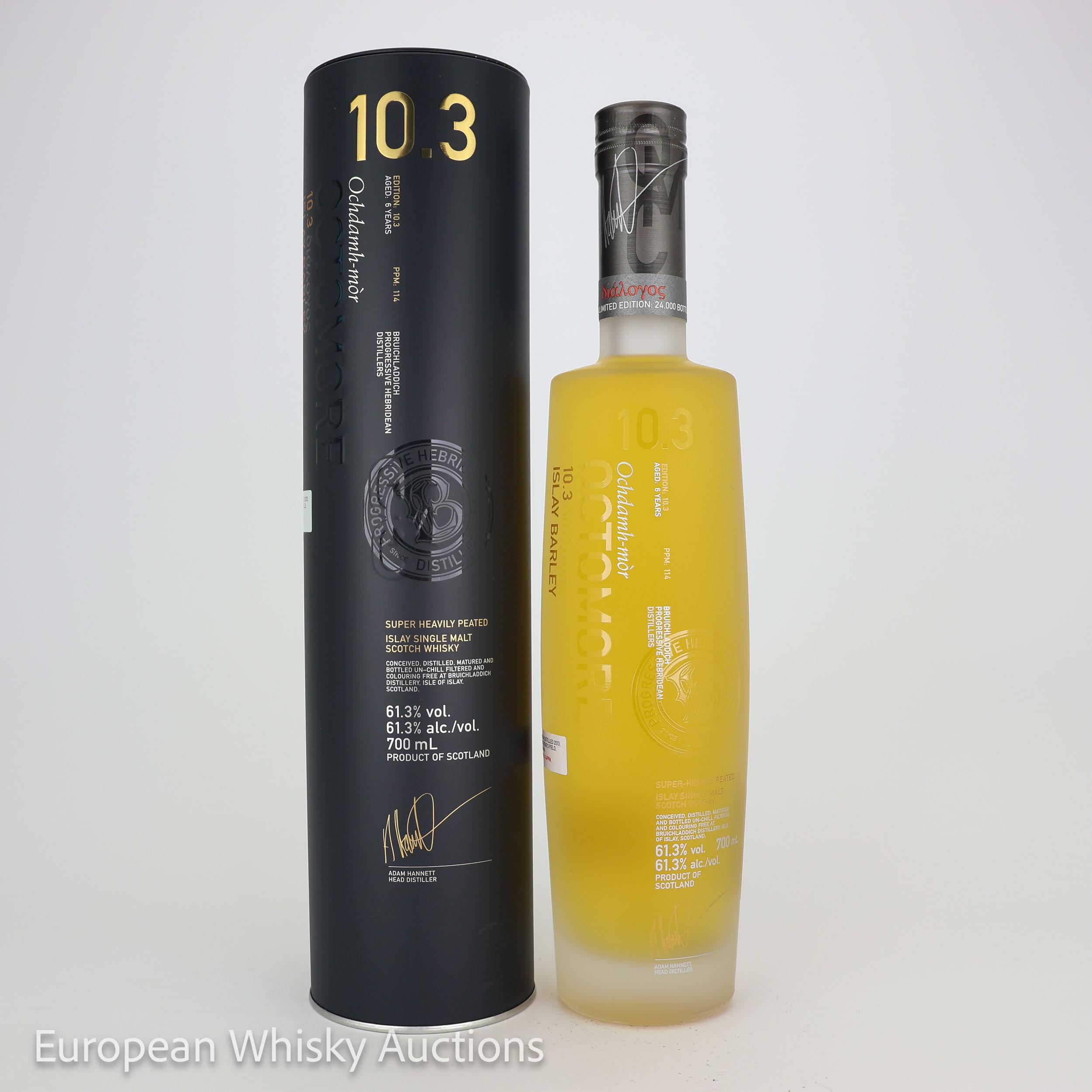 Bruichladdich Octomore Edition 10.3 διάλογος / 114 PPM 6 Year Old, Bourbon Cask, 2019, 61.3% whisky bottle