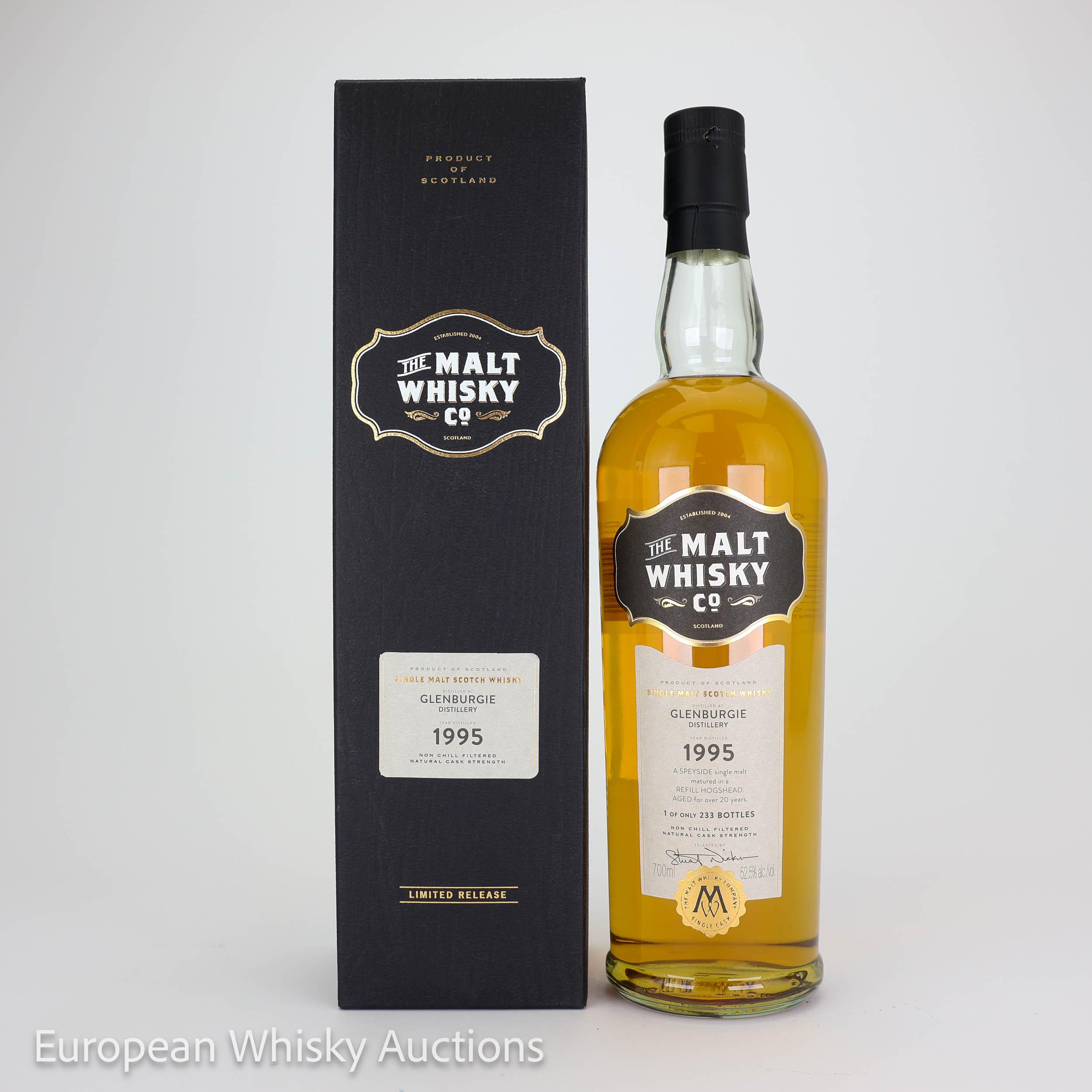 Glenburgie 20 Year Old, Hogshead Cask, 1995, The Malt Whisky Company, 52.5% whisky bottle