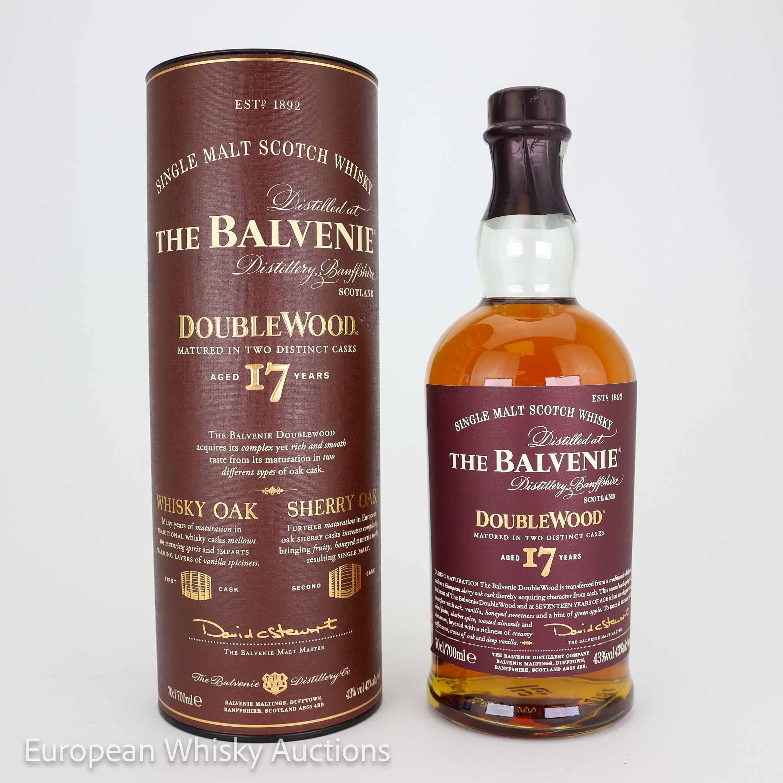 Balvenie DoubleWood 17 Year Old, Bourbon & Sherry Cask, 2015, 43% whisky bottle
