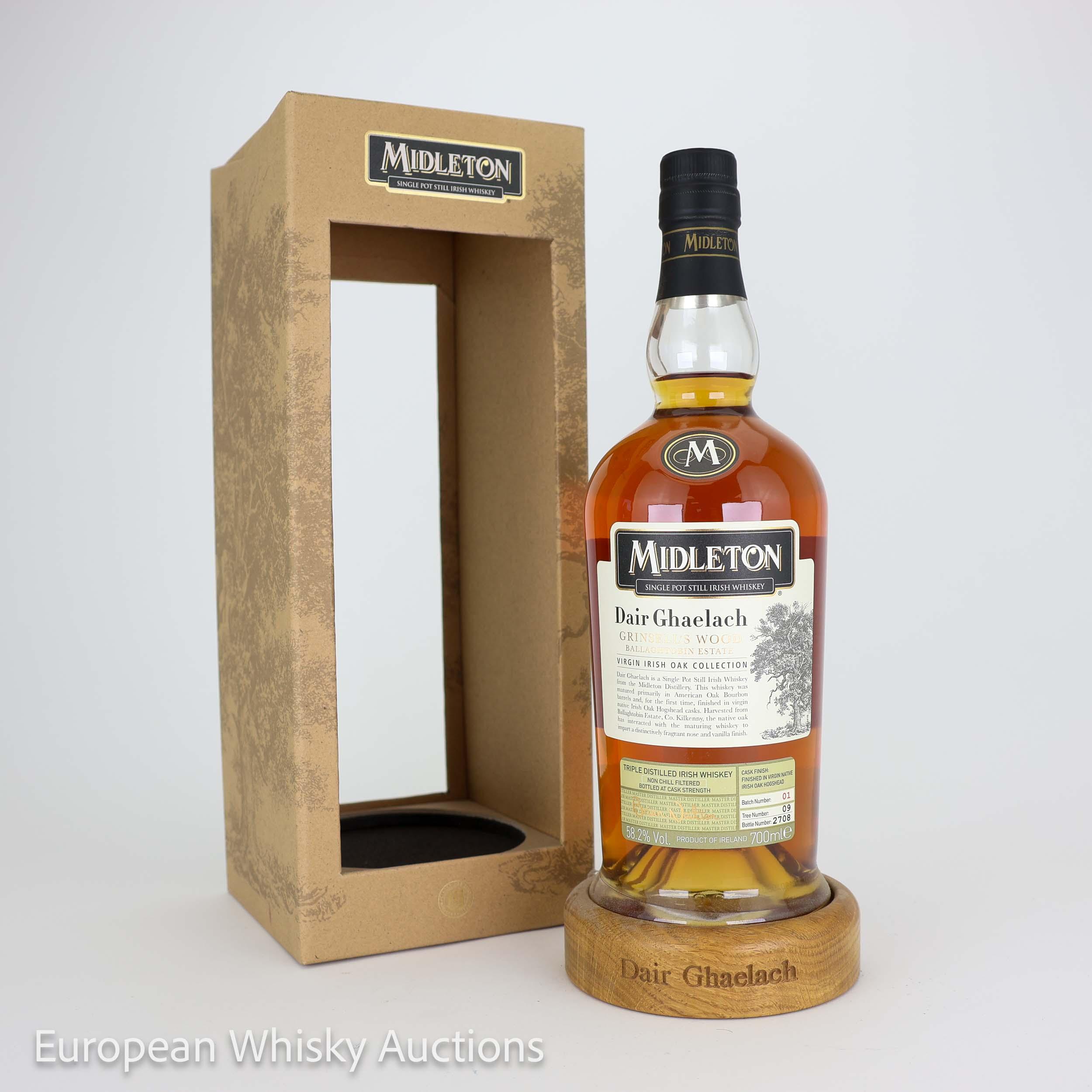 Midleton Dair Ghaelach Grinsell's Wood, Ex-Bourbon & Virgin Irish Oak Cask, Tree No. 1, Batch No. 1, 2015, 58.2% whisky bottle