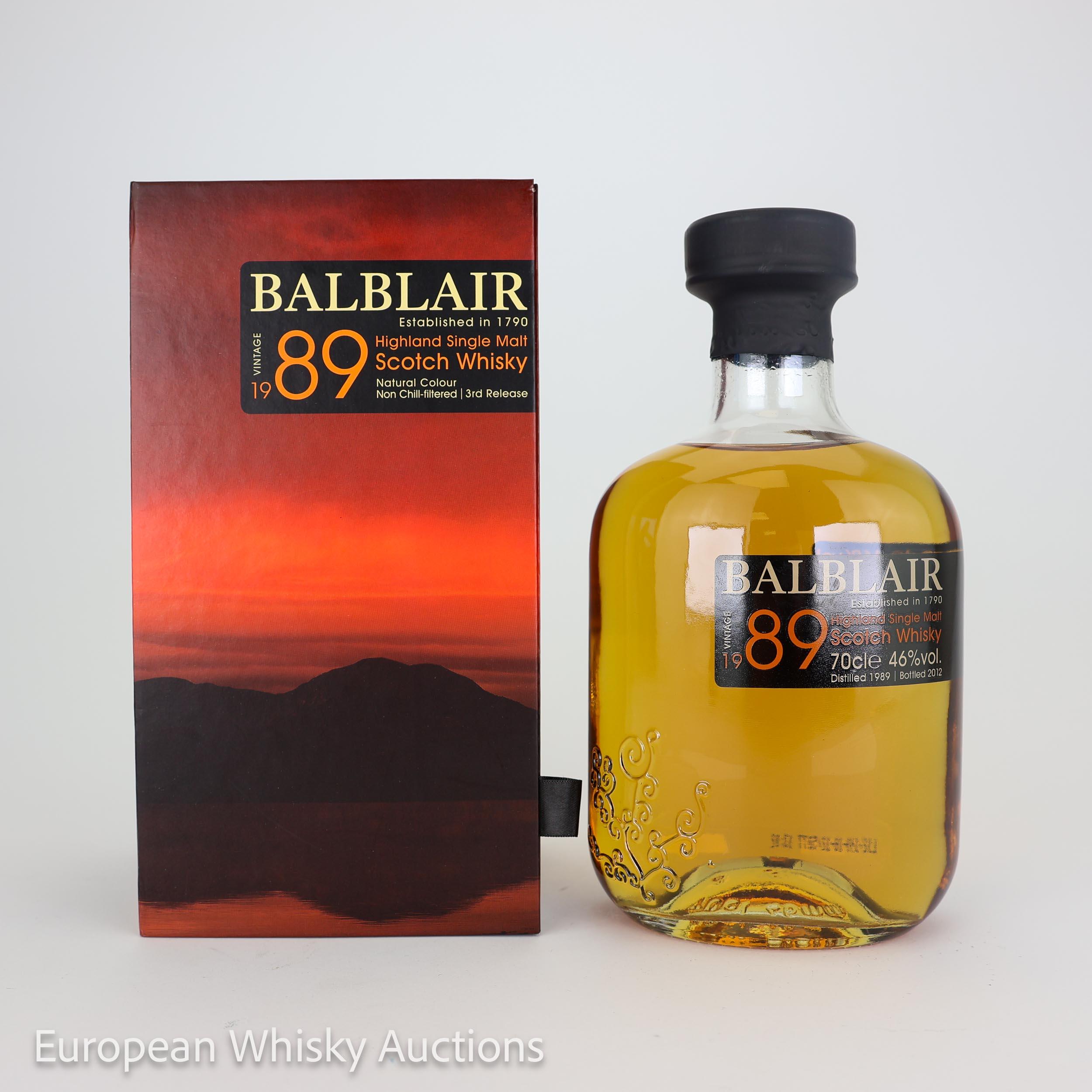 Balblair 1989 3rd Release 23 Year Old, Bourbon Cask, 2012, 46% whisky bottle