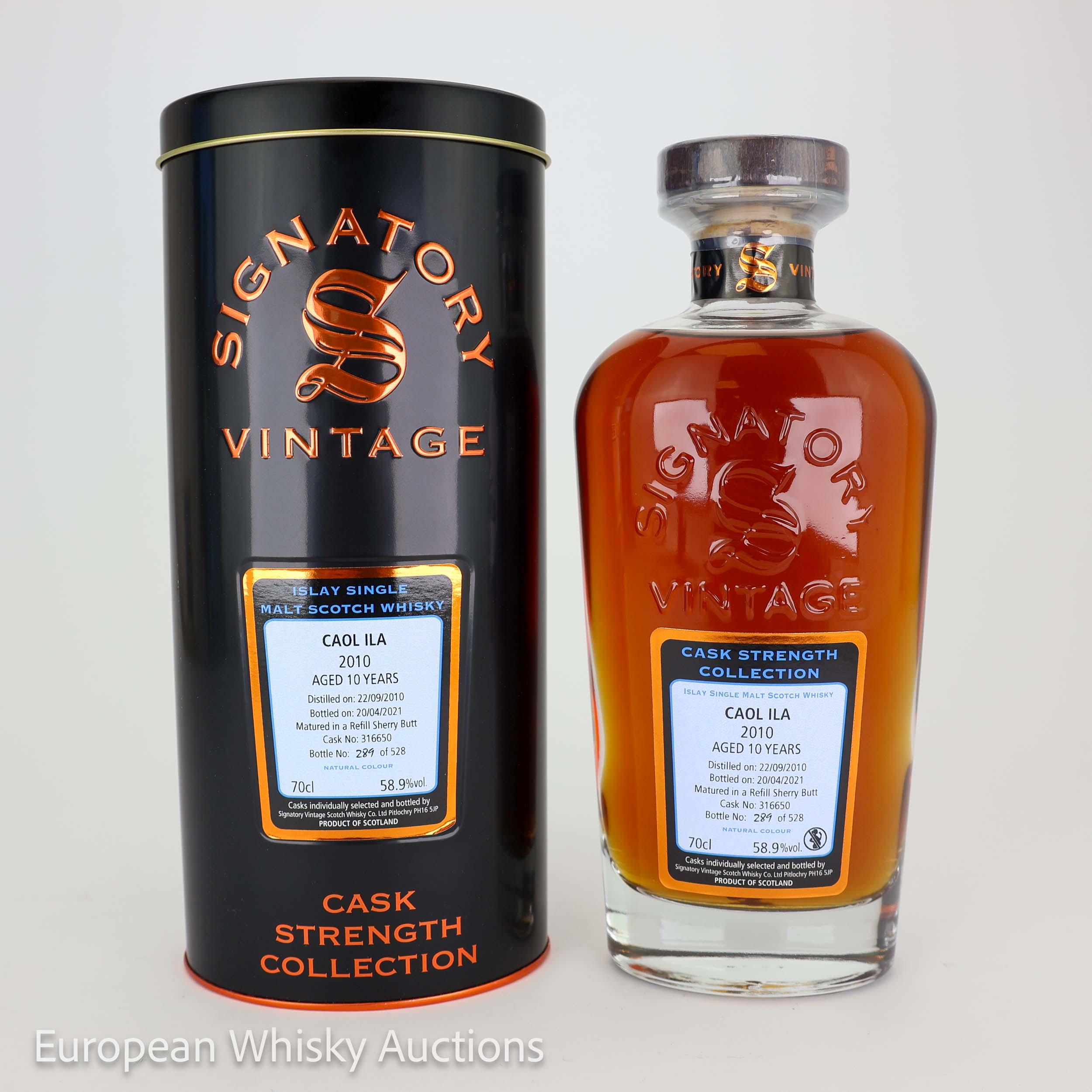 Caol Ila 10 Year Old, Sherry Cask, Cask #316650, 2010, Signatory Vintage, 58.9% whisky bottle