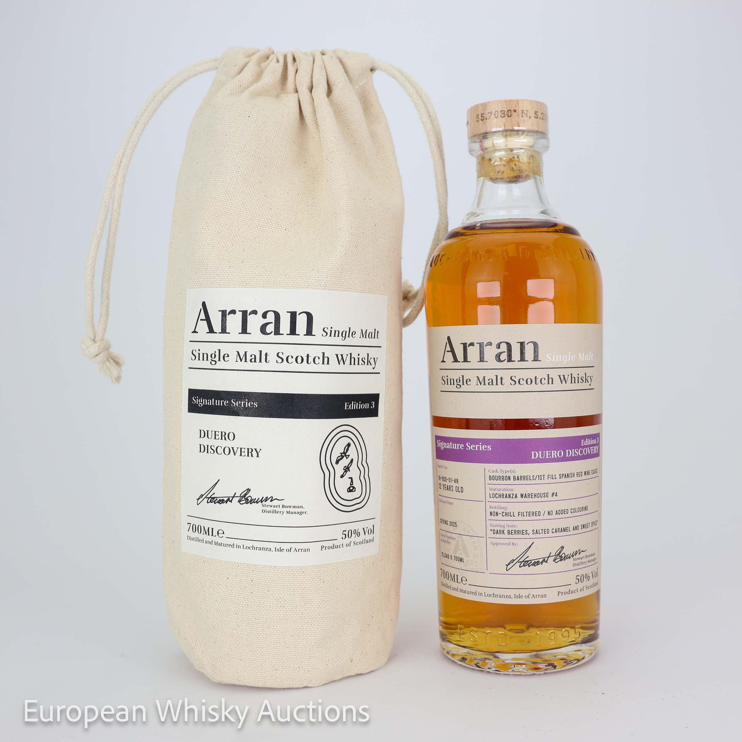 Arran Signature Series Edition 3 Duero Discovery 12 Year Old, Bourbon & Spanish Red Wine Cask, Batch No. 18-ROD-01-49, 2025, 50% whisky bottle