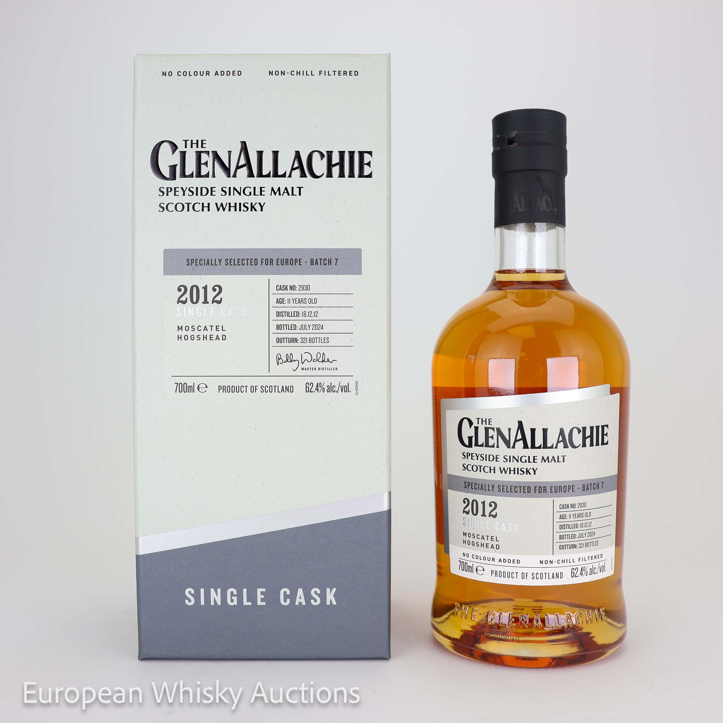 Glenallachie Single Cask for Europe - Batch No. 7 11 Year Old, Moscatel Cask, Cask #2930, Batch No. 7, 2012, 62.4% whisky bottle
